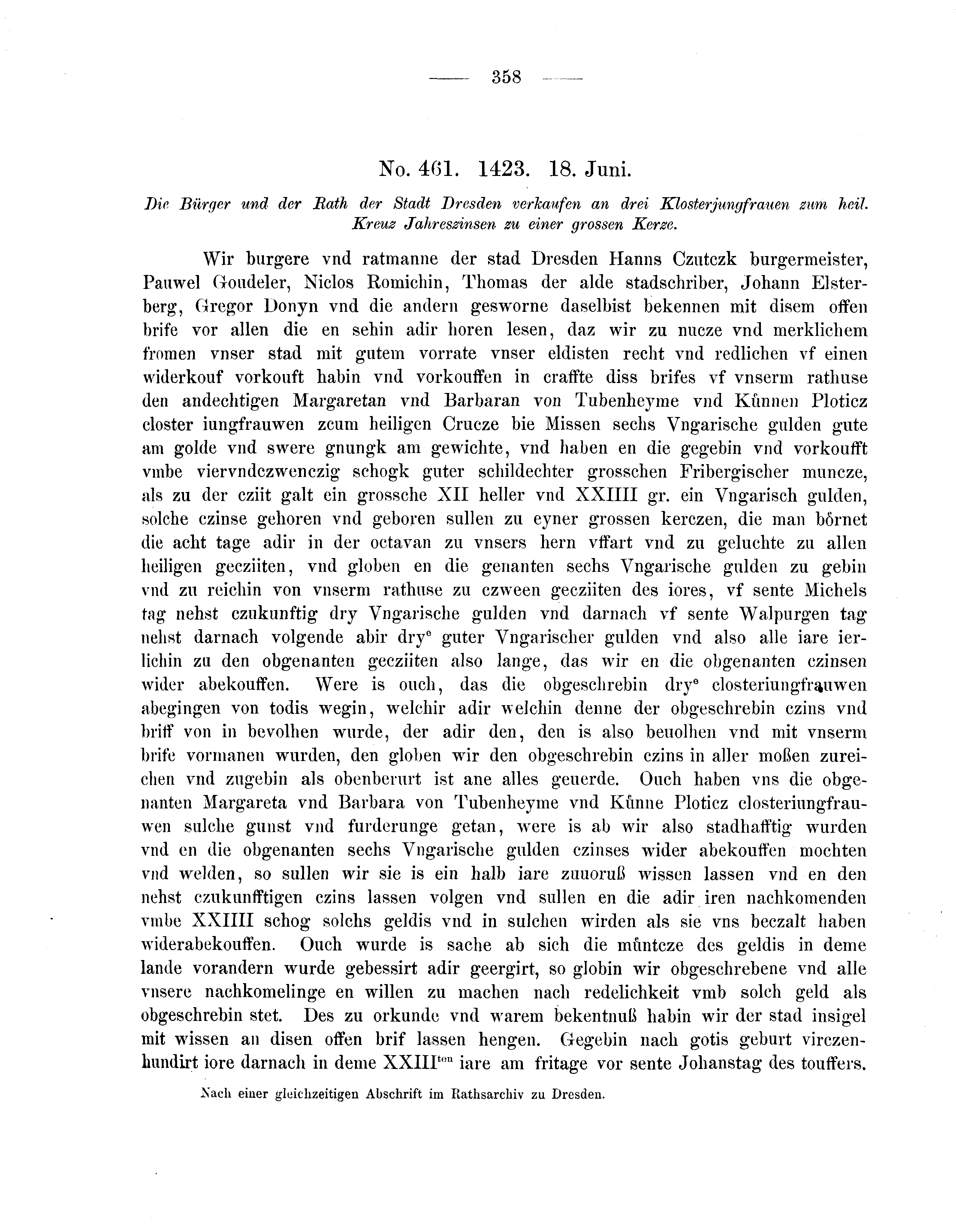 Historische Urkunde Seite 358 aus Band cds2_04