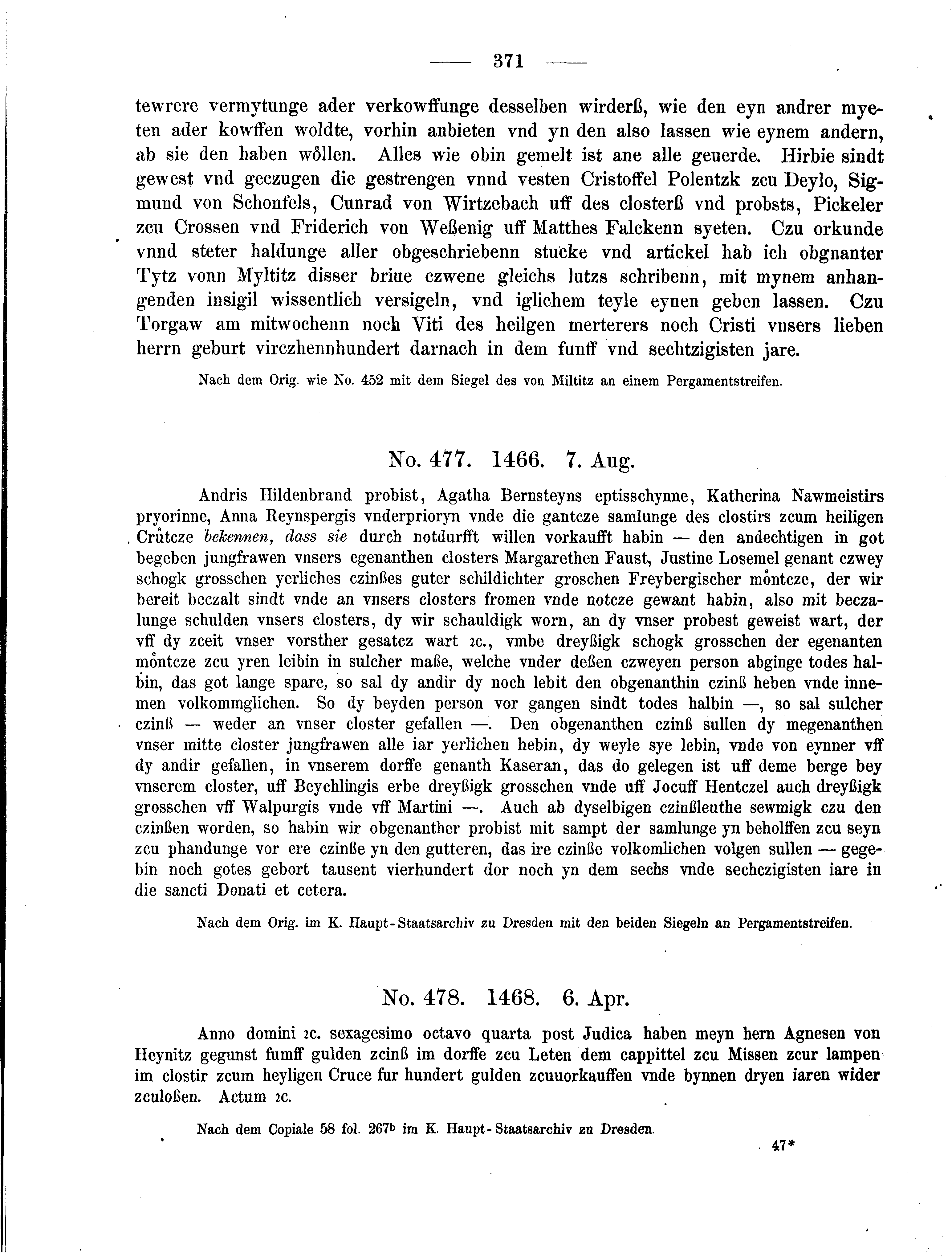 Historische Urkunde Seite 371 aus Band cds2_04