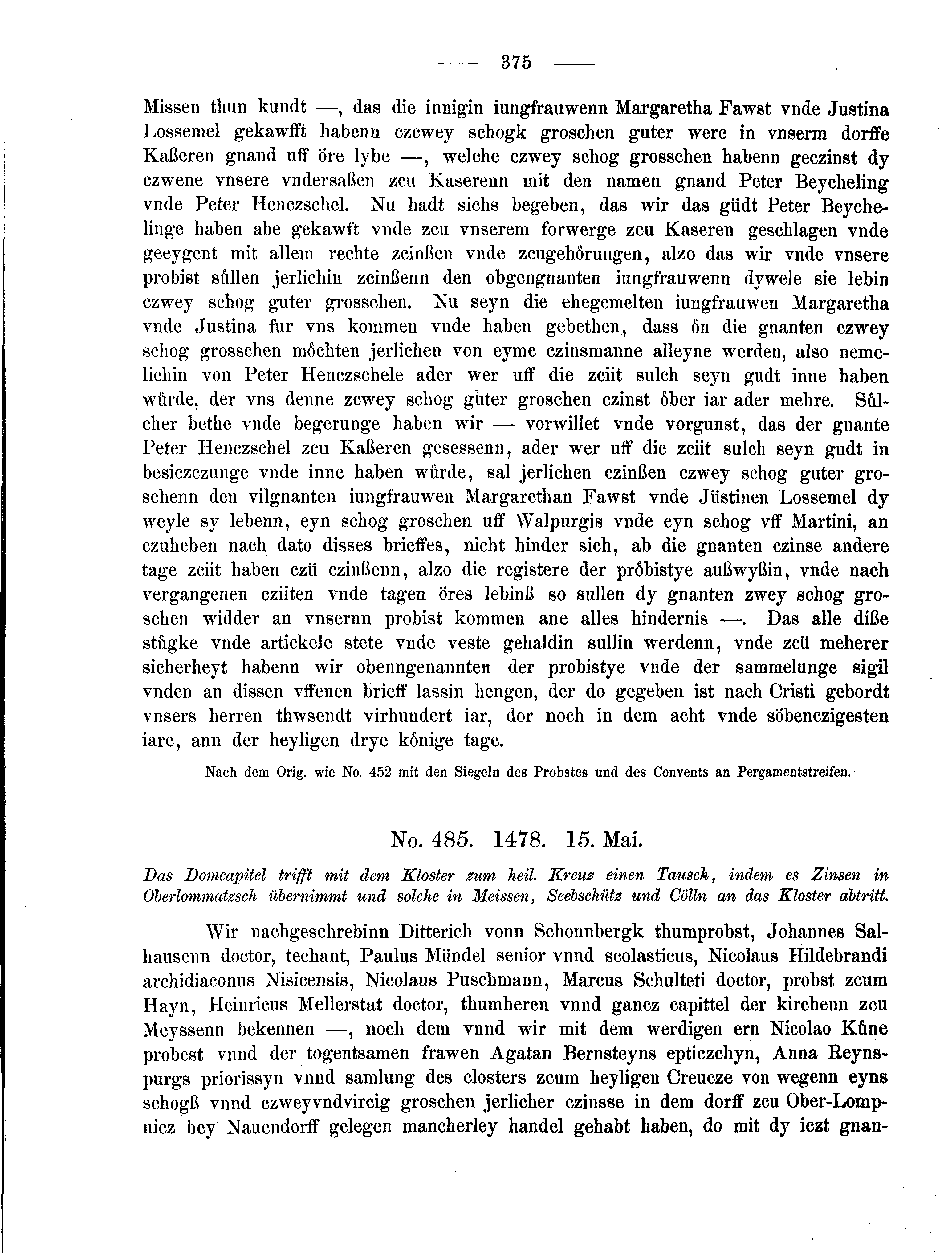 Historische Urkunde Seite 375 aus Band cds2_04