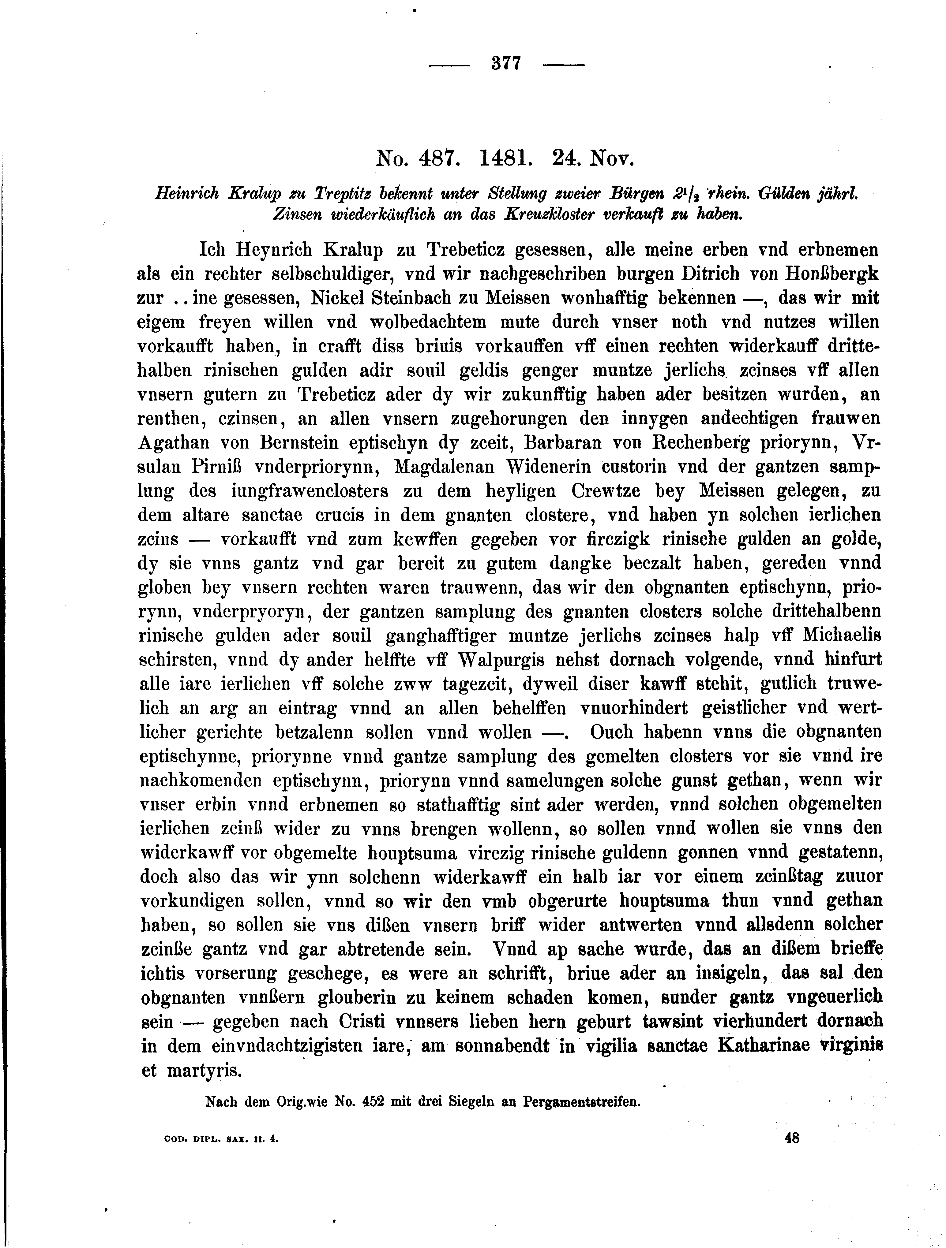 Historische Urkunde Seite 377 aus Band cds2_04