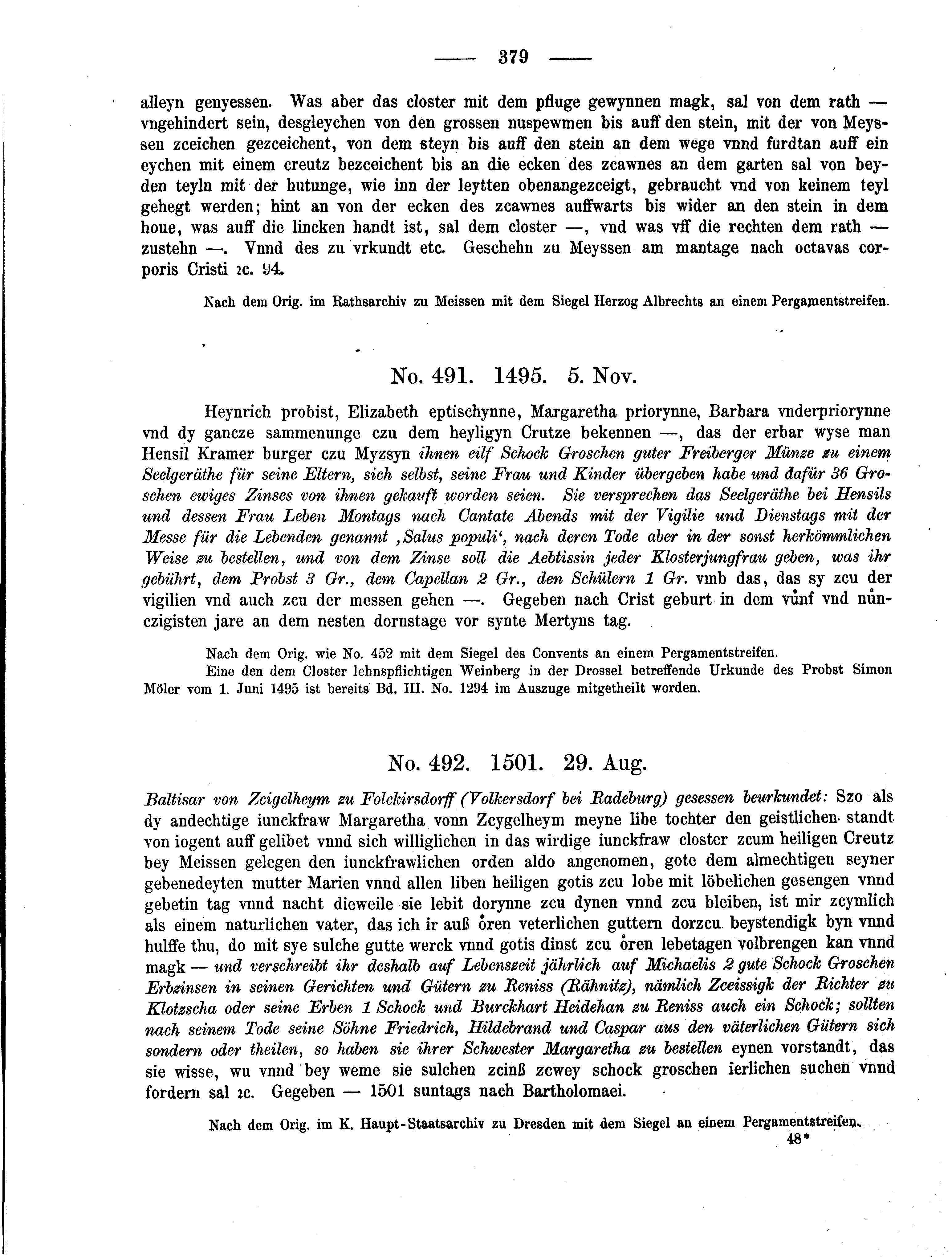 Historische Urkunde Seite 379 aus Band cds2_04