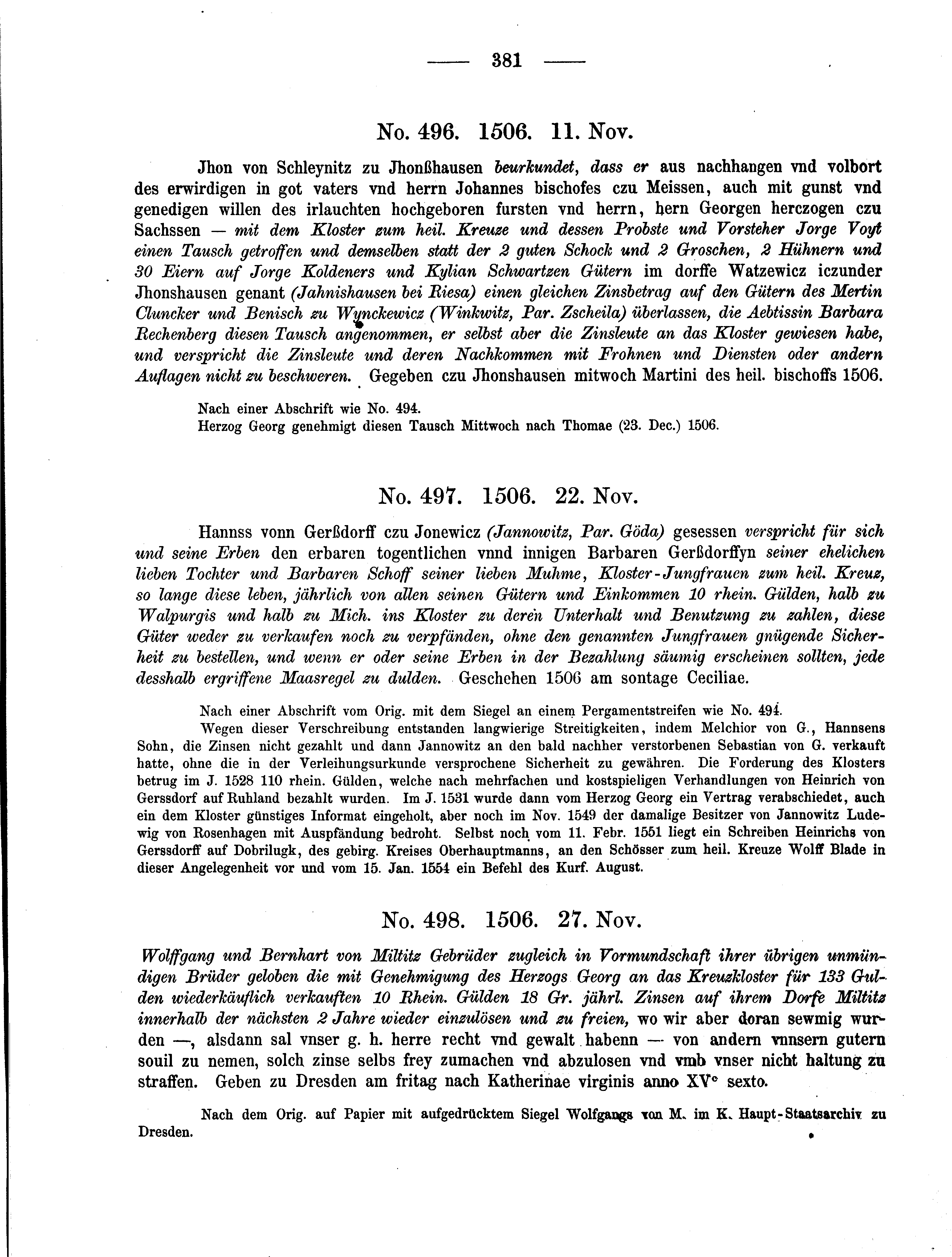 Historische Urkunde Seite 381 aus Band cds2_04