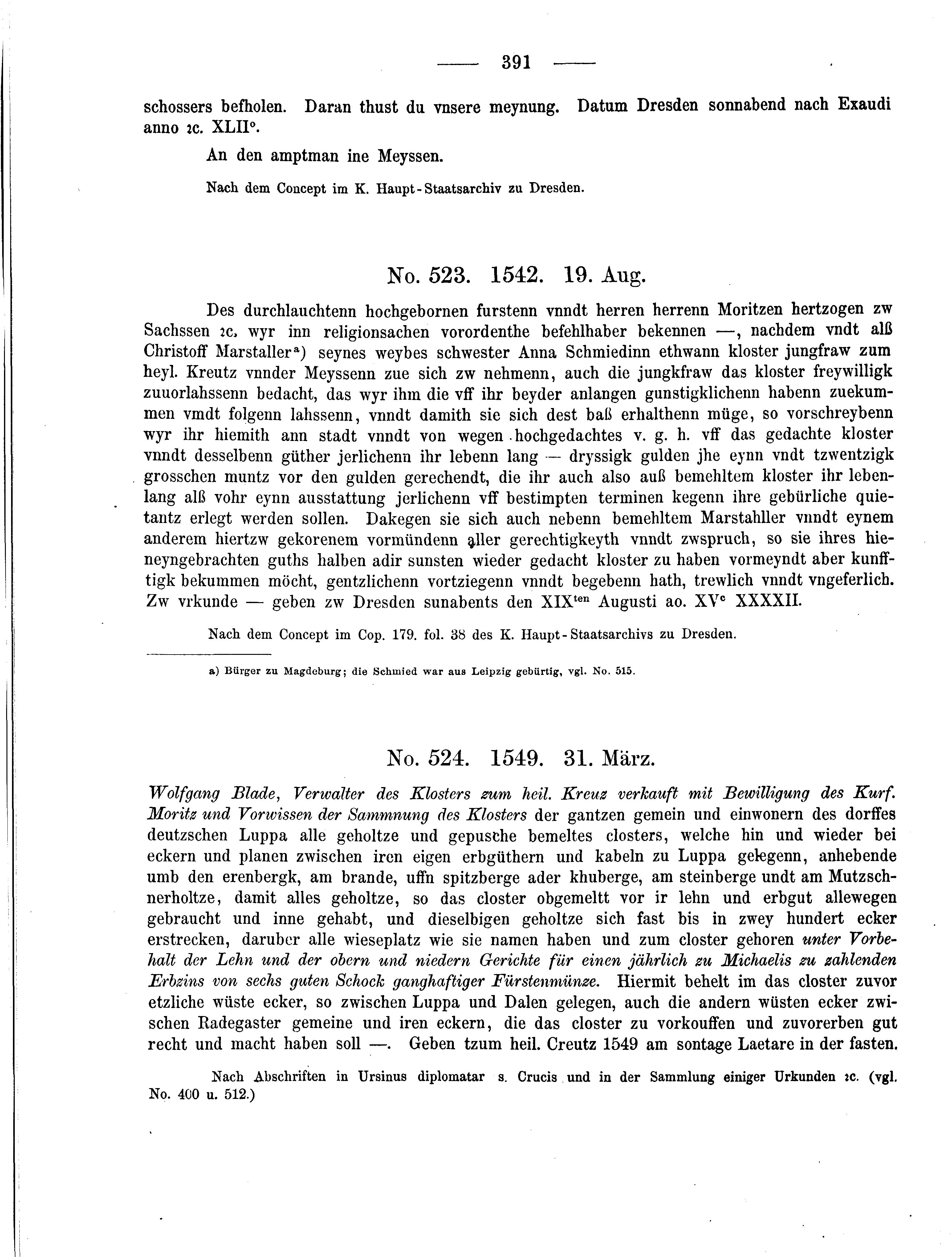 Historische Urkunde Seite 391 aus Band cds2_04