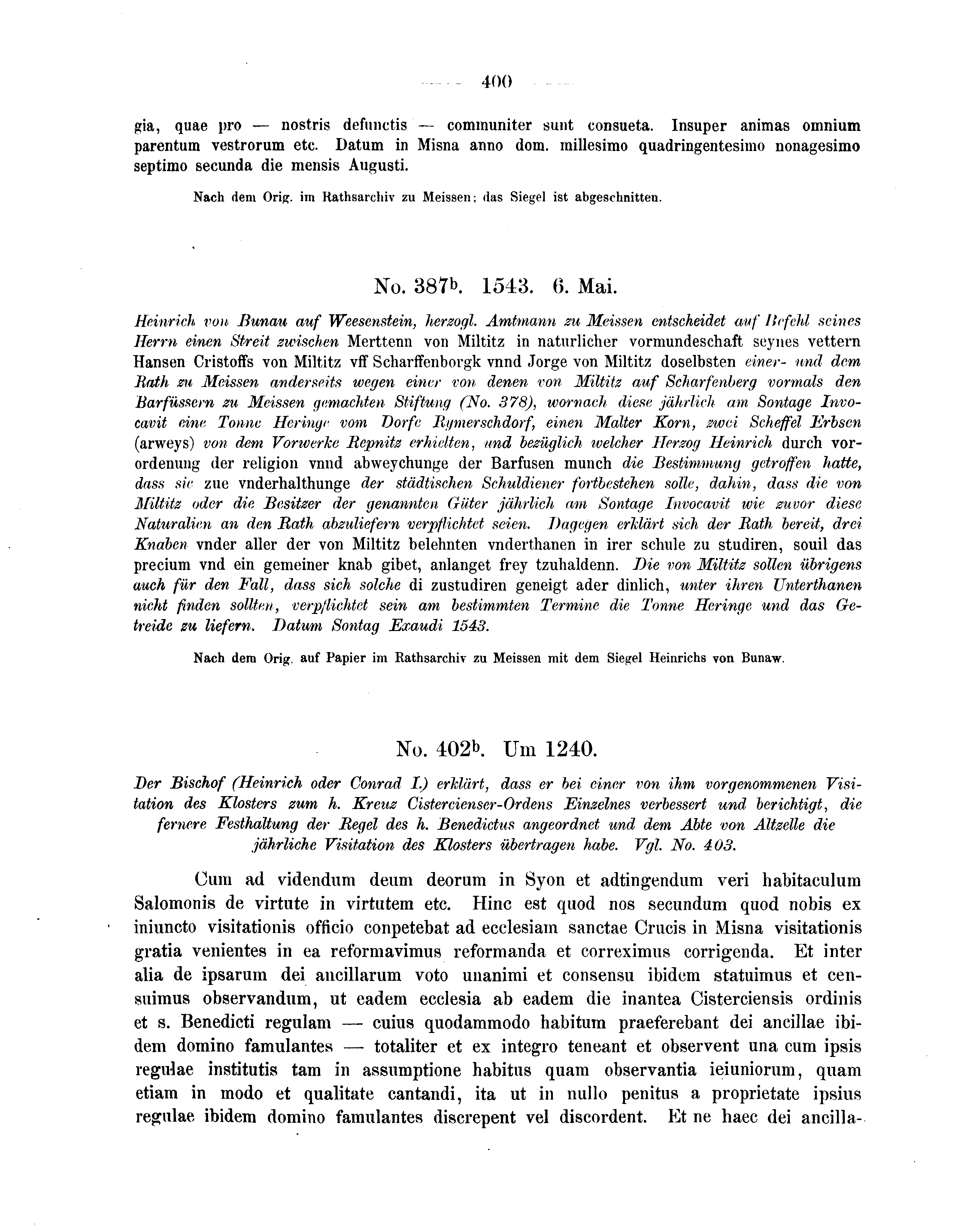 Historische Urkunde Seite 400 aus Band cds2_04