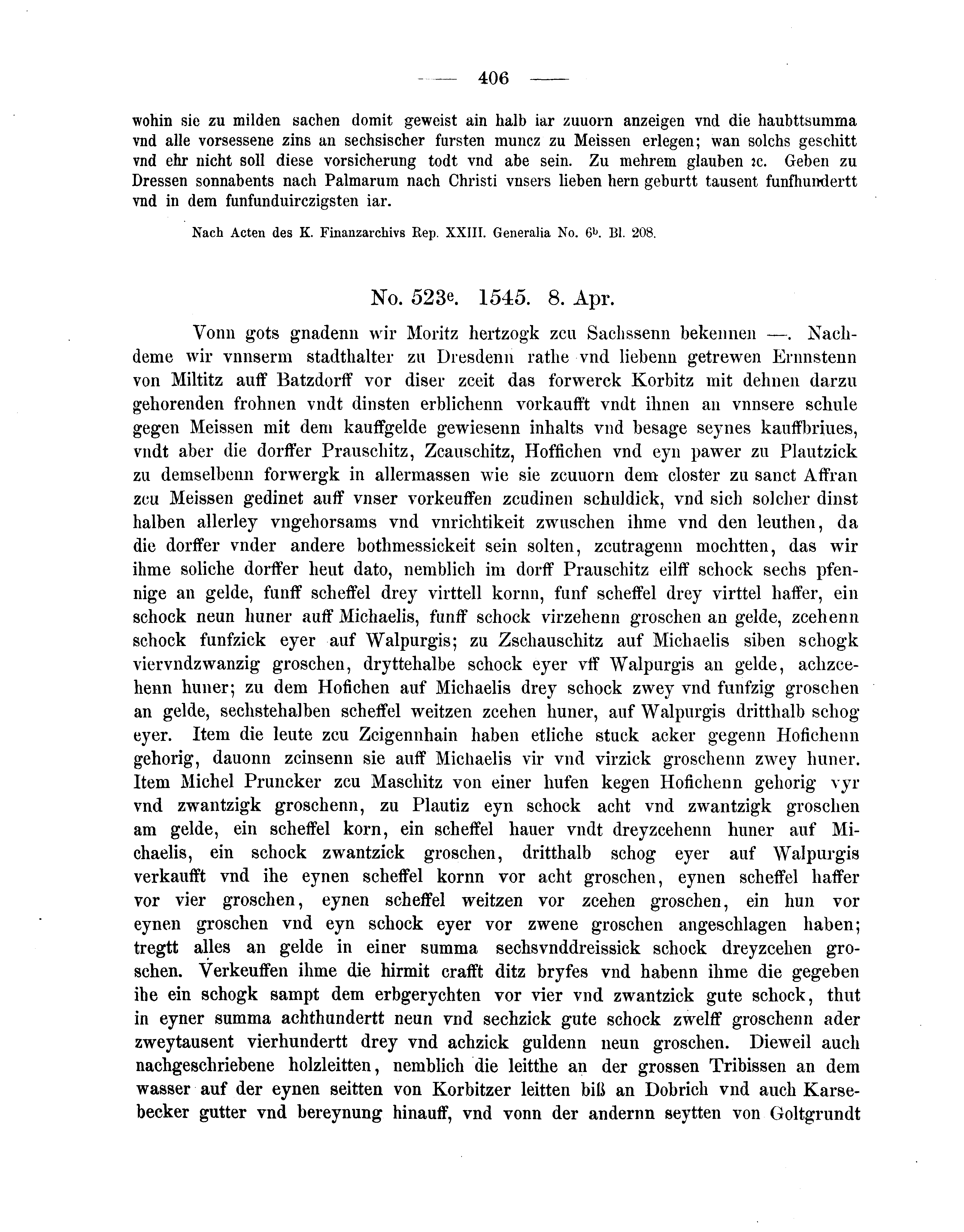 Historische Urkunde Seite 406 aus Band cds2_04