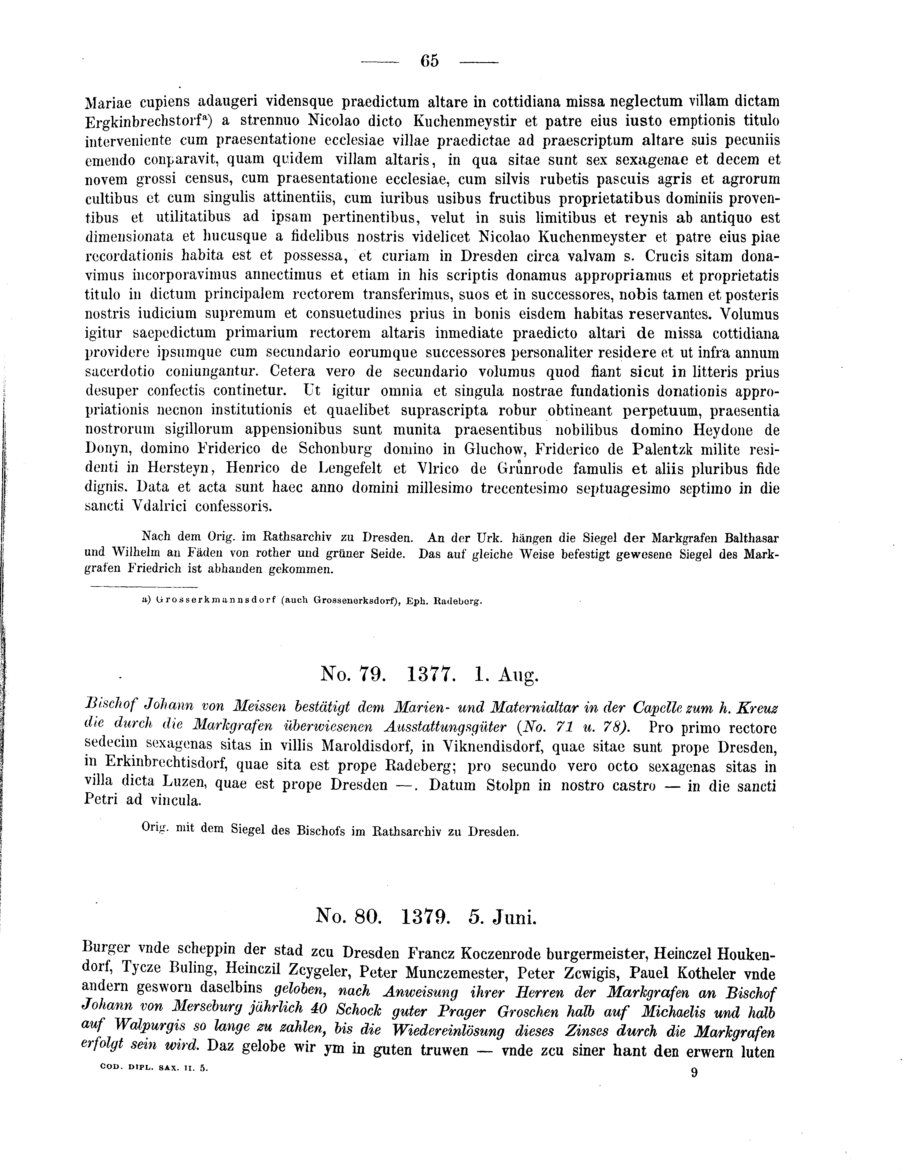 Historische Urkunde Seite 65 aus Band cds2_05