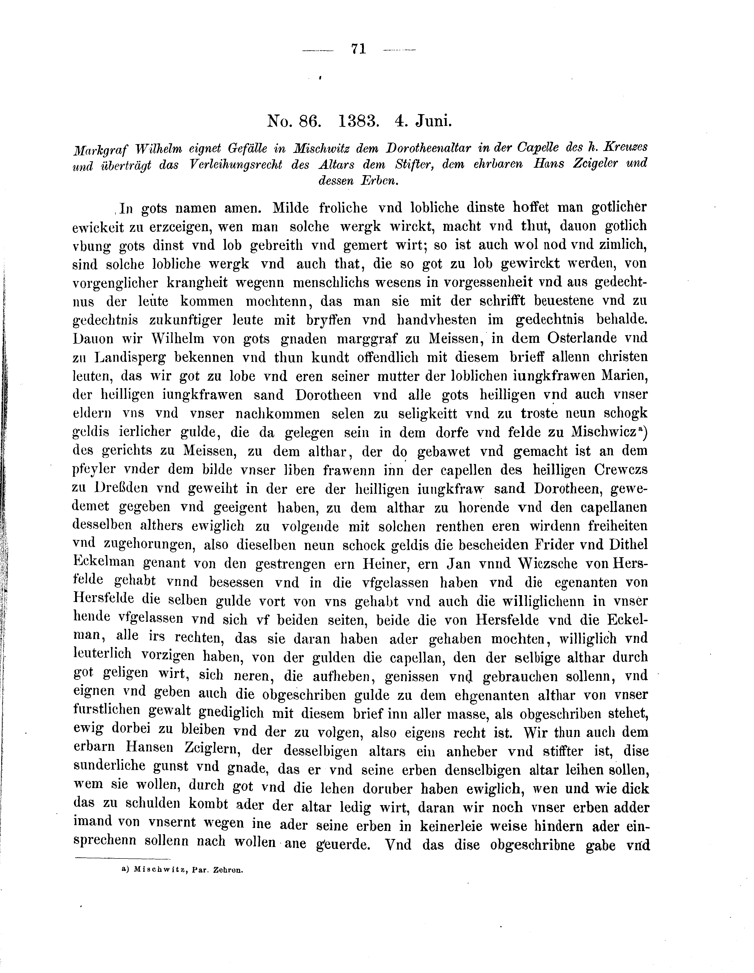 Historische Urkunde Seite 71 aus Band cds2_05