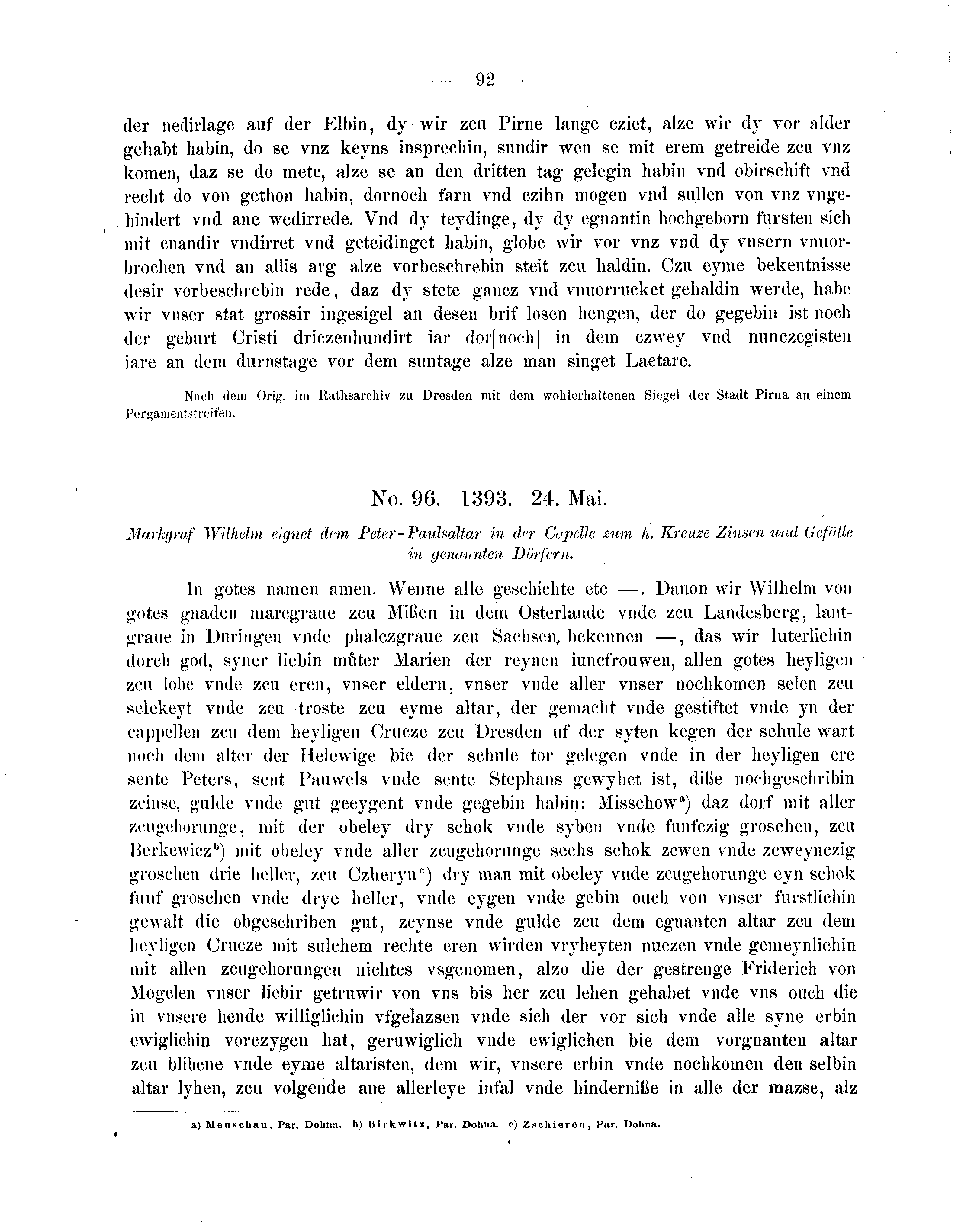 Historische Urkunde Seite 92 aus Band cds2_05