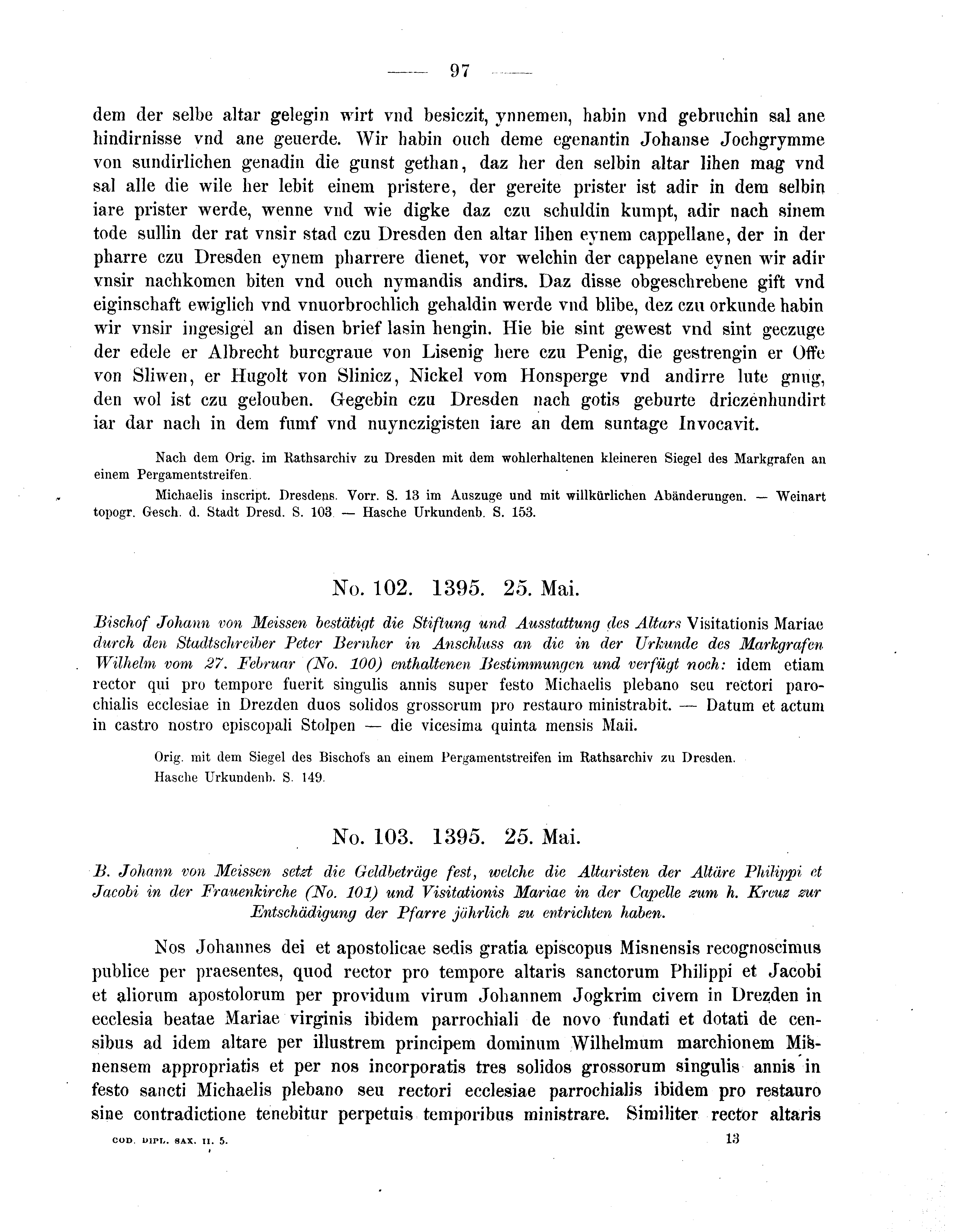 Historische Urkunde Seite 97 aus Band cds2_05