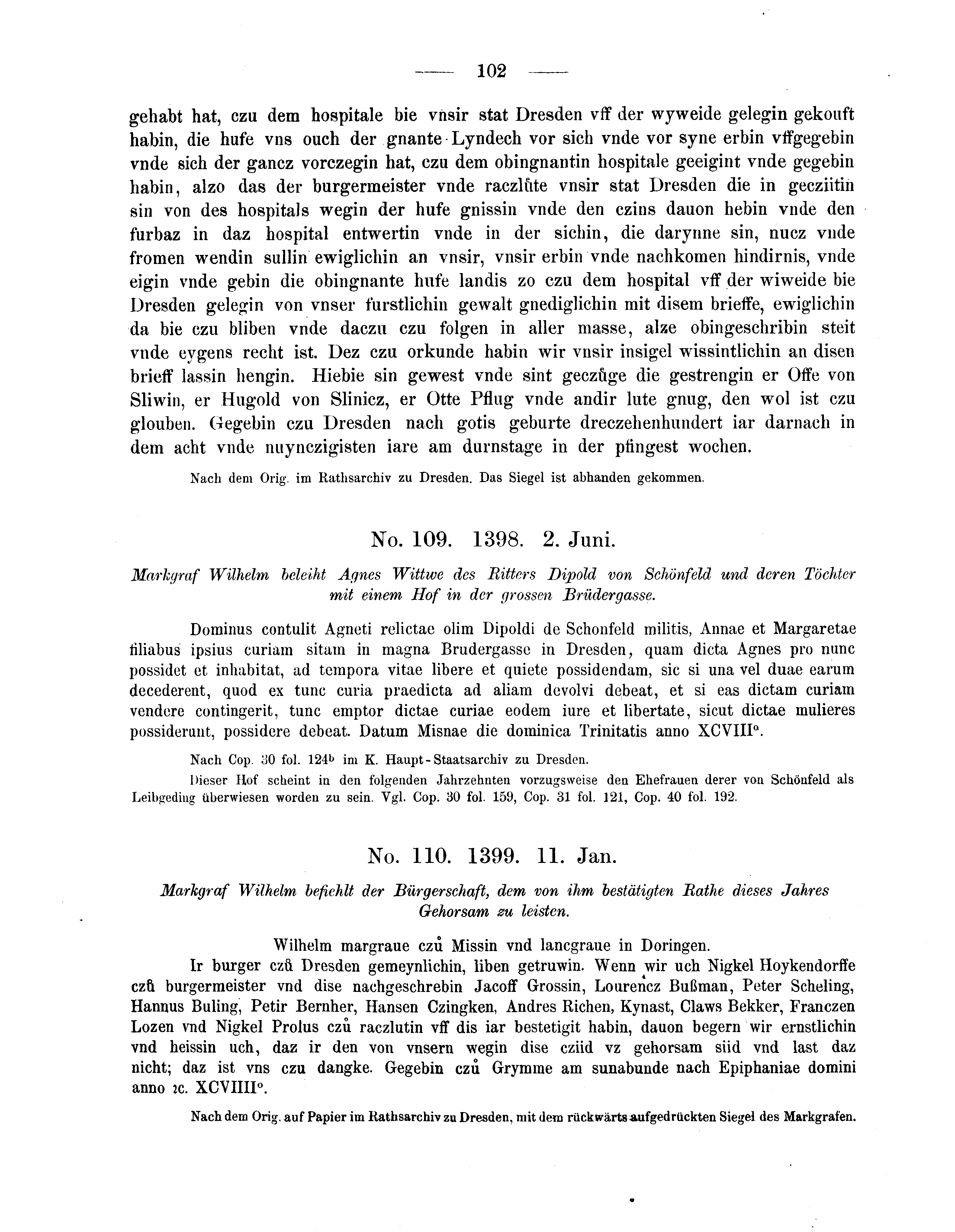 Historische Urkunde Seite 102 aus Band cds2_05