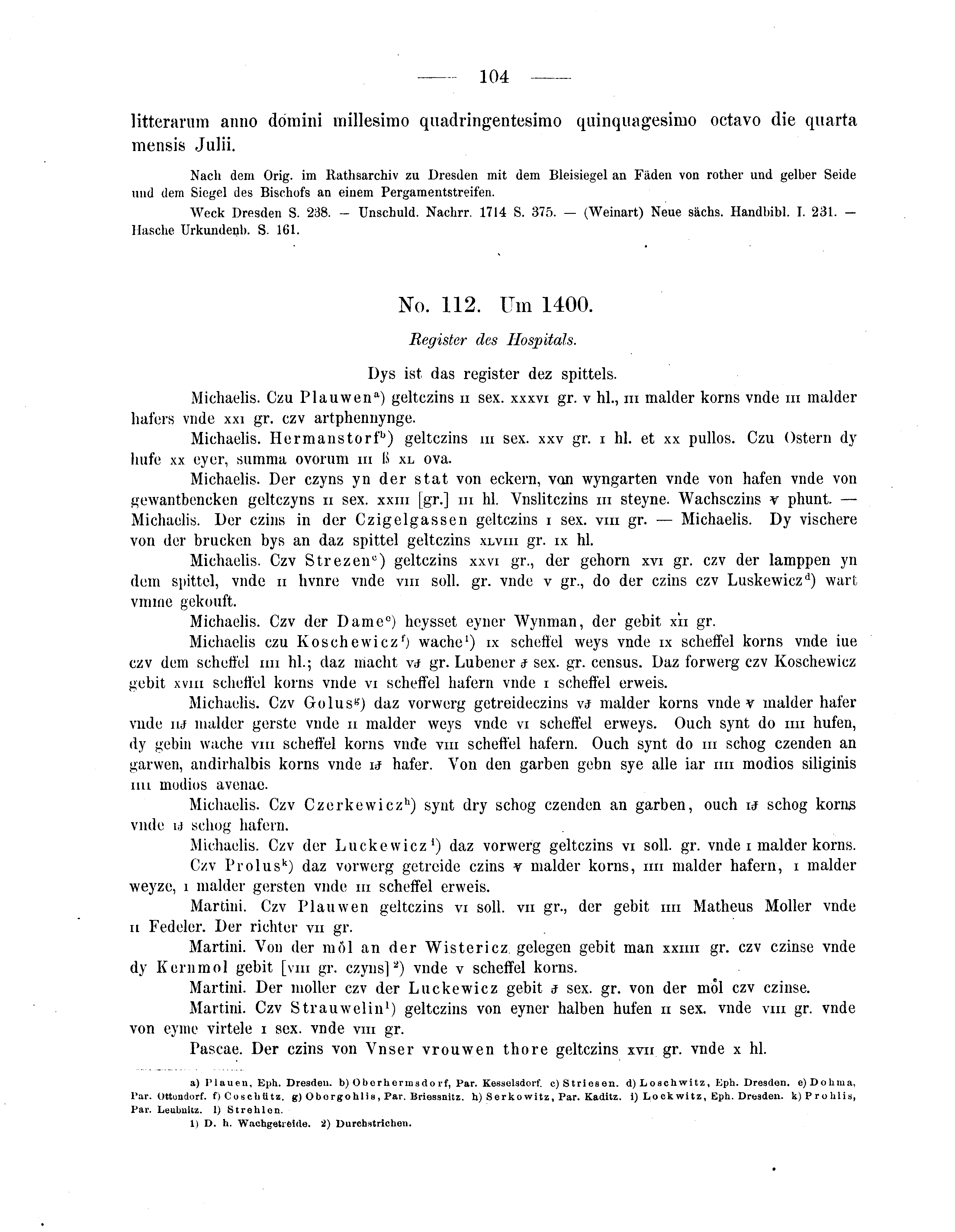 Historische Urkunde Seite 104 aus Band cds2_05