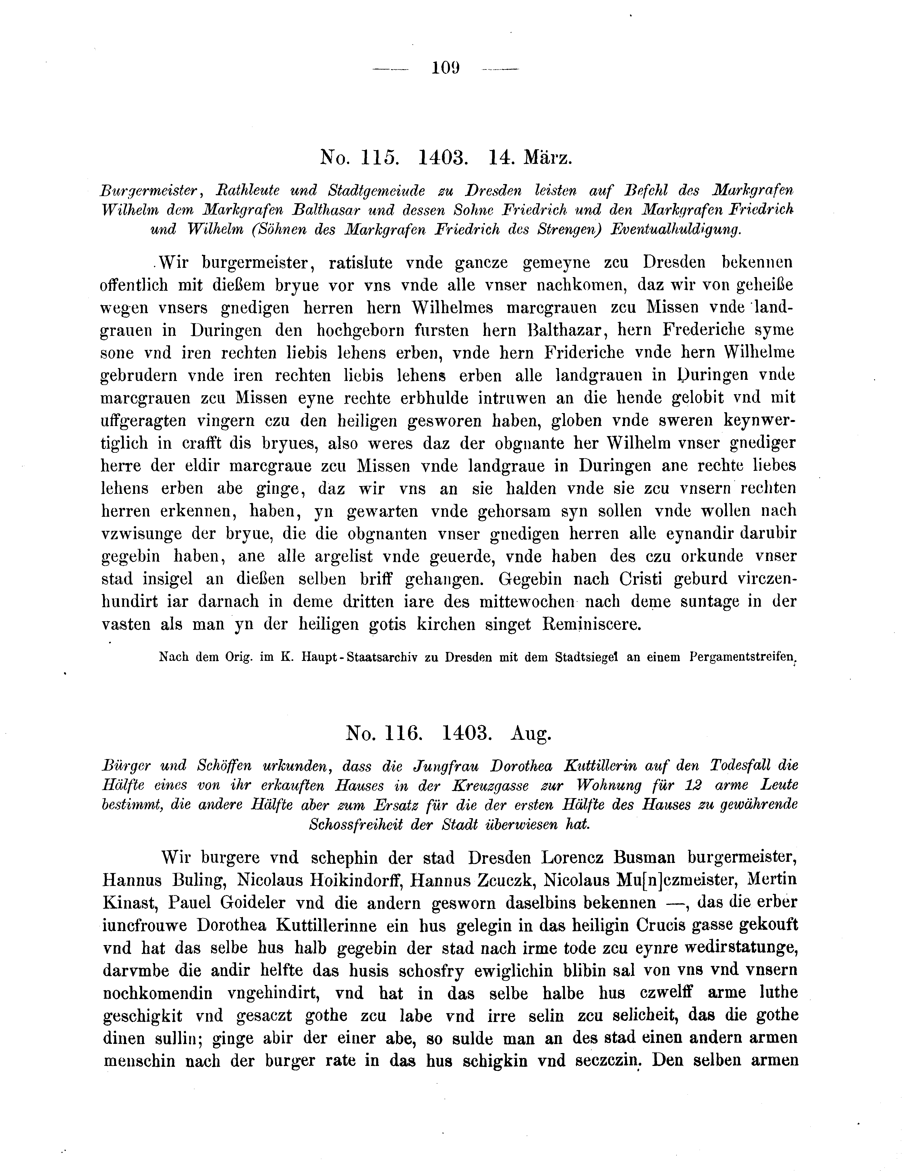 Historische Urkunde Seite 109 aus Band cds2_05