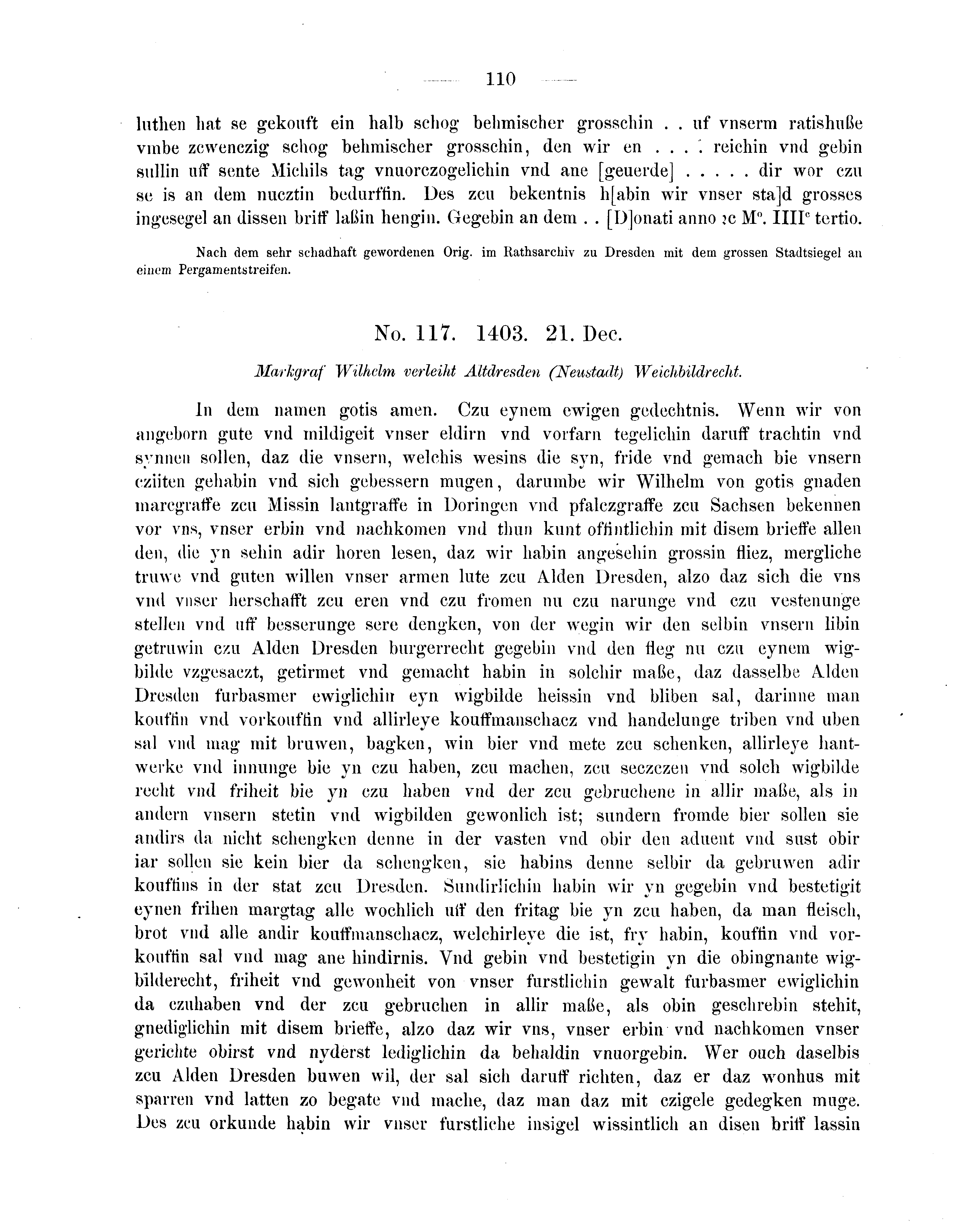 Historische Urkunde Seite 110 aus Band cds2_05
