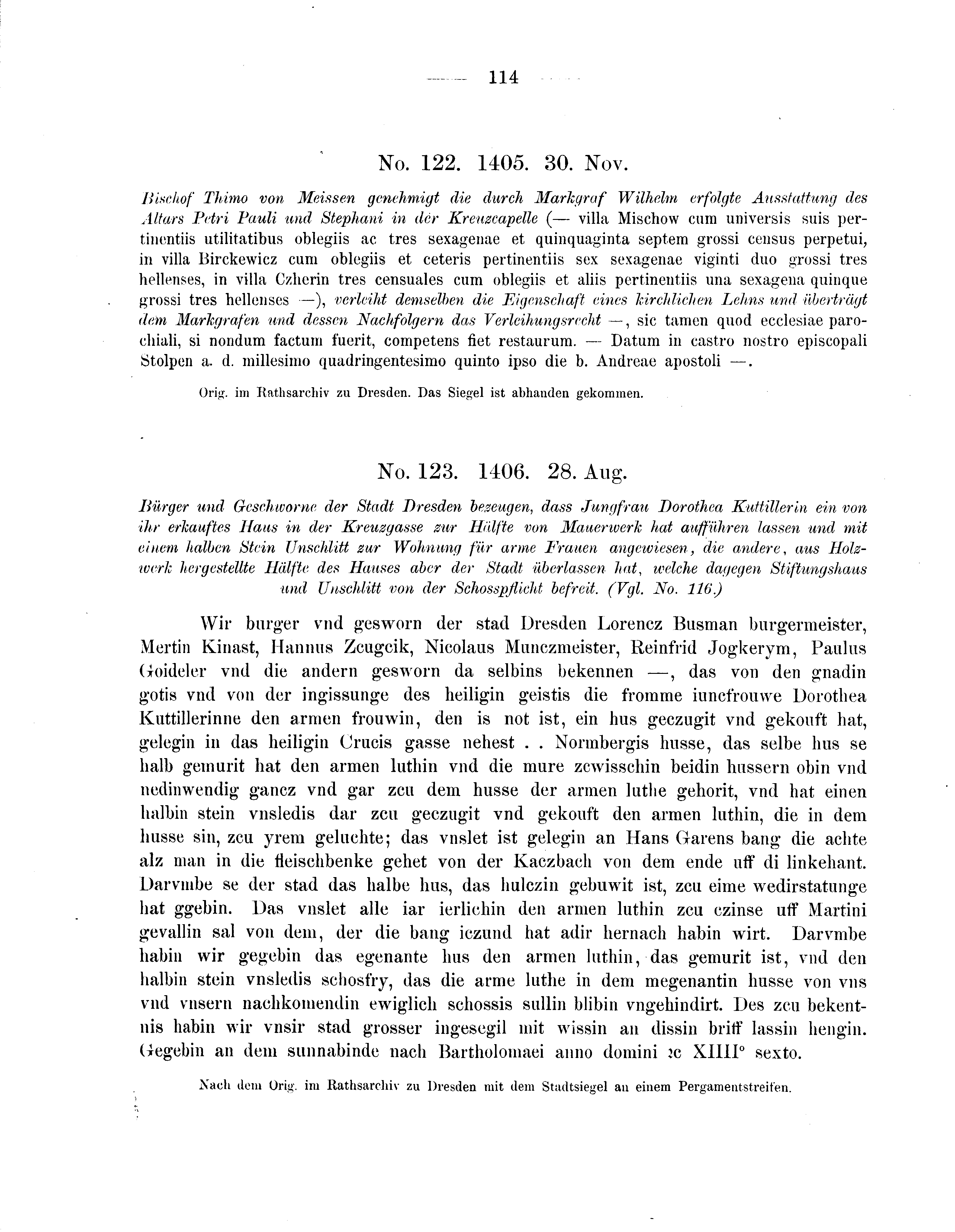 Historische Urkunde Seite 114 aus Band cds2_05
