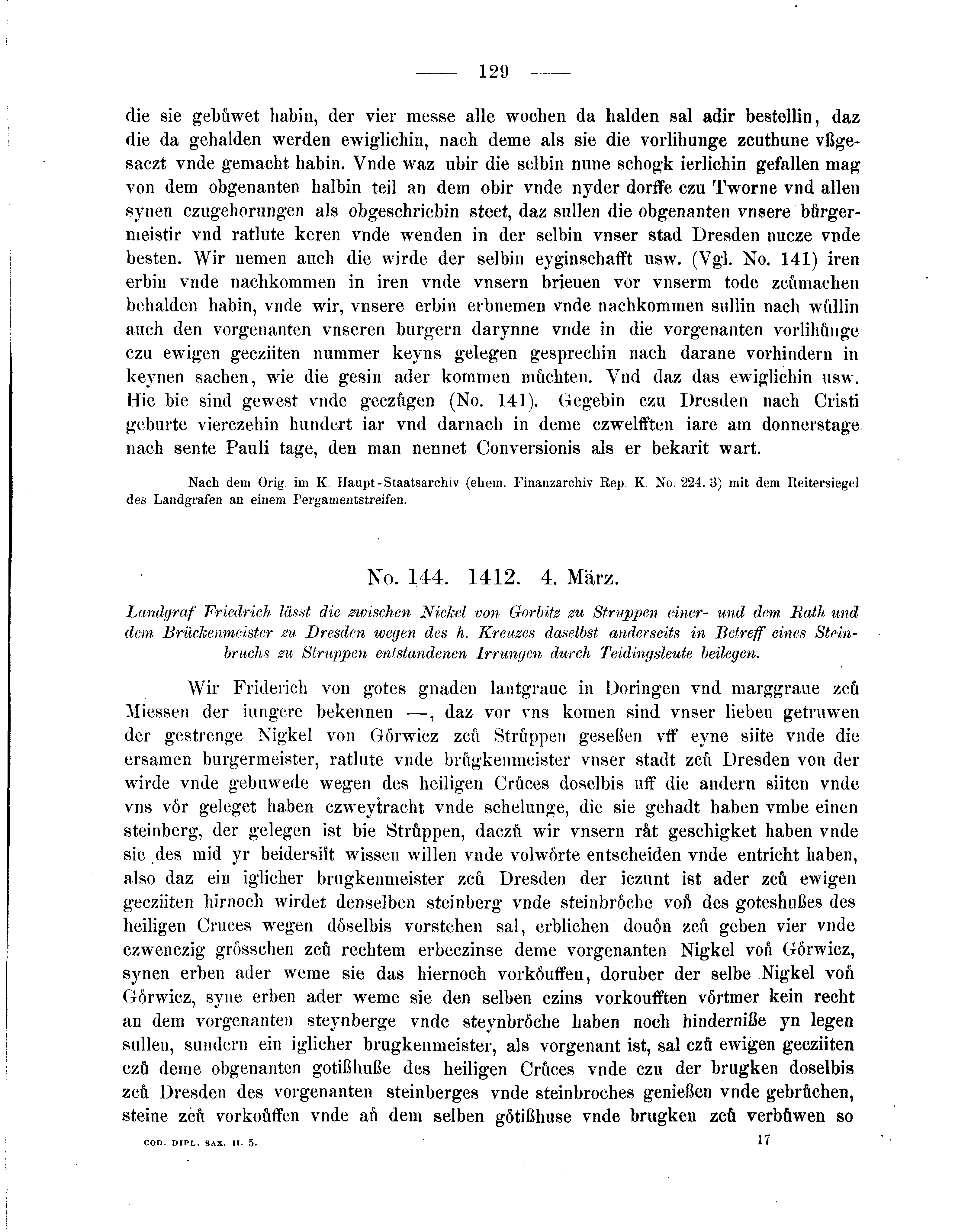 Historische Urkunde Seite 129 aus Band cds2_05