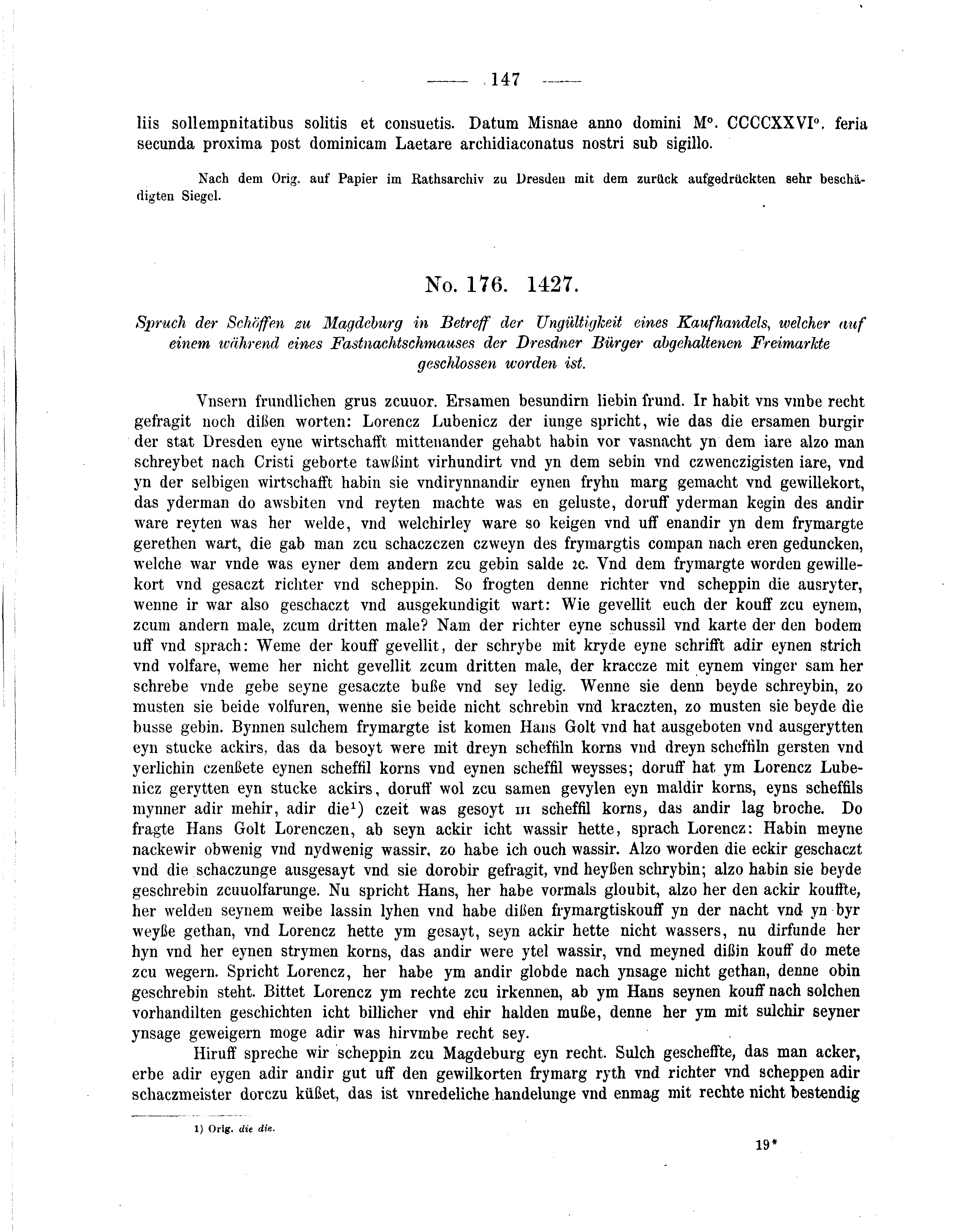 Historische Urkunde Seite 147 aus Band cds2_05