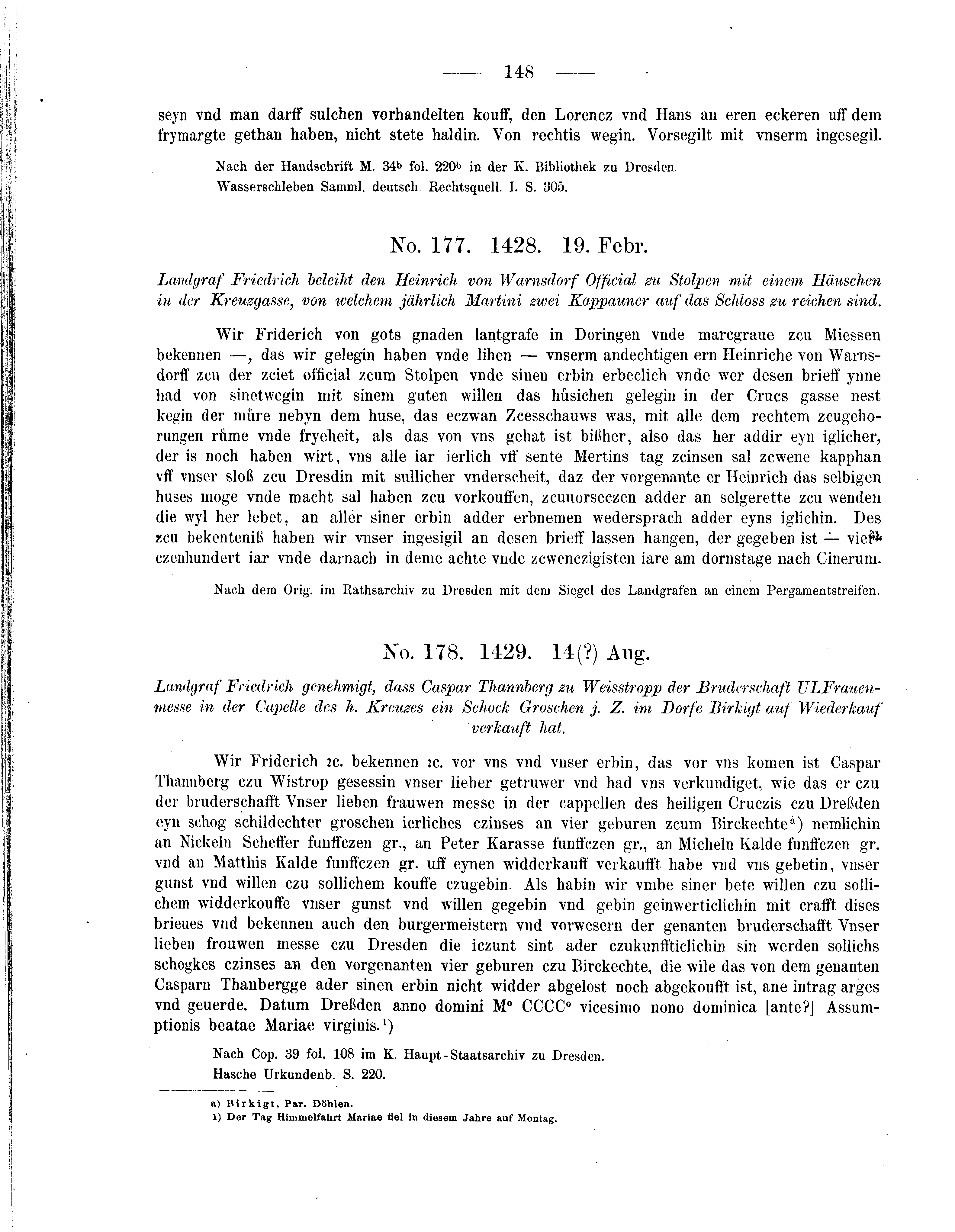 Historische Urkunde Seite 148 aus Band cds2_05