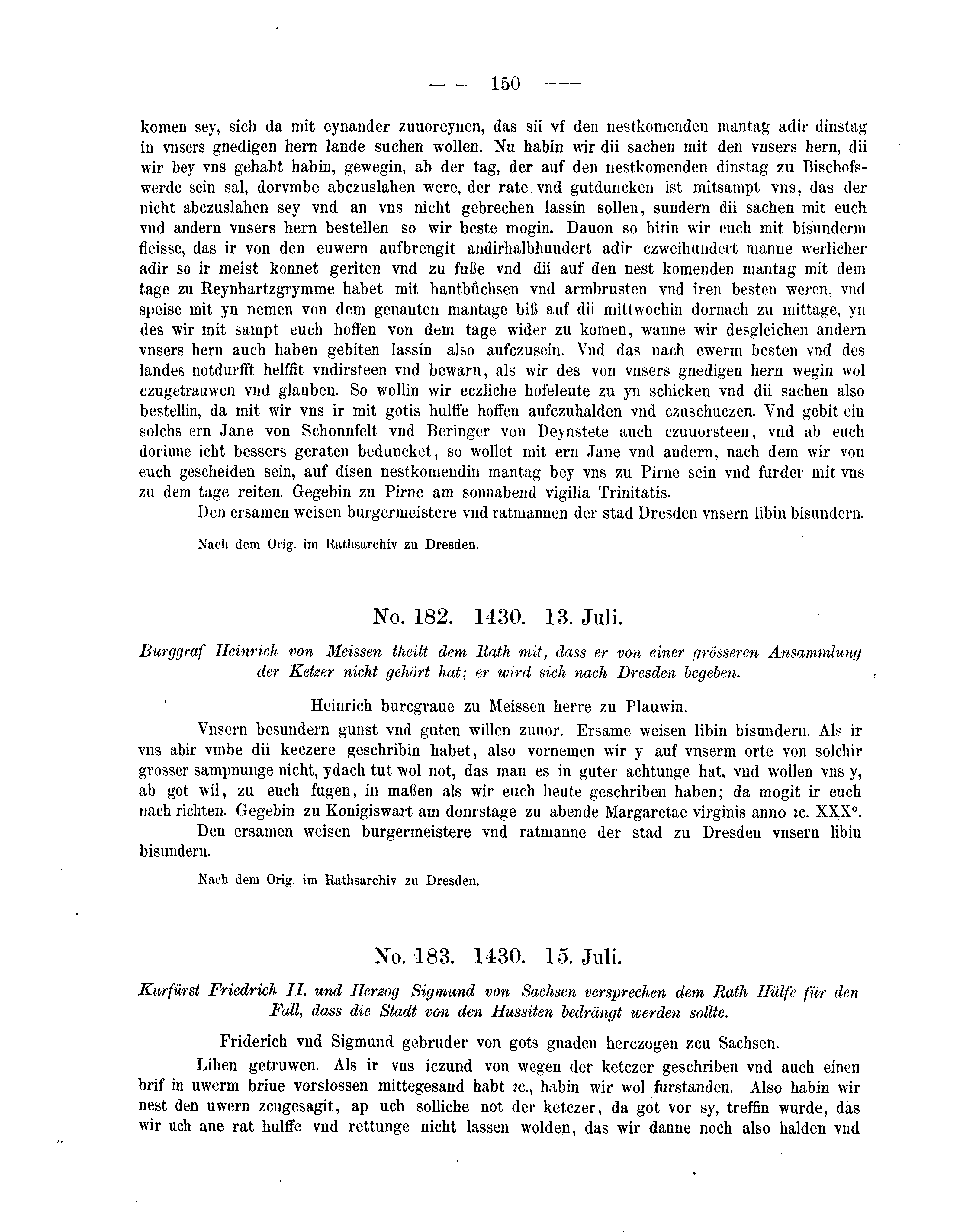 Historische Urkunde Seite 150 aus Band cds2_05