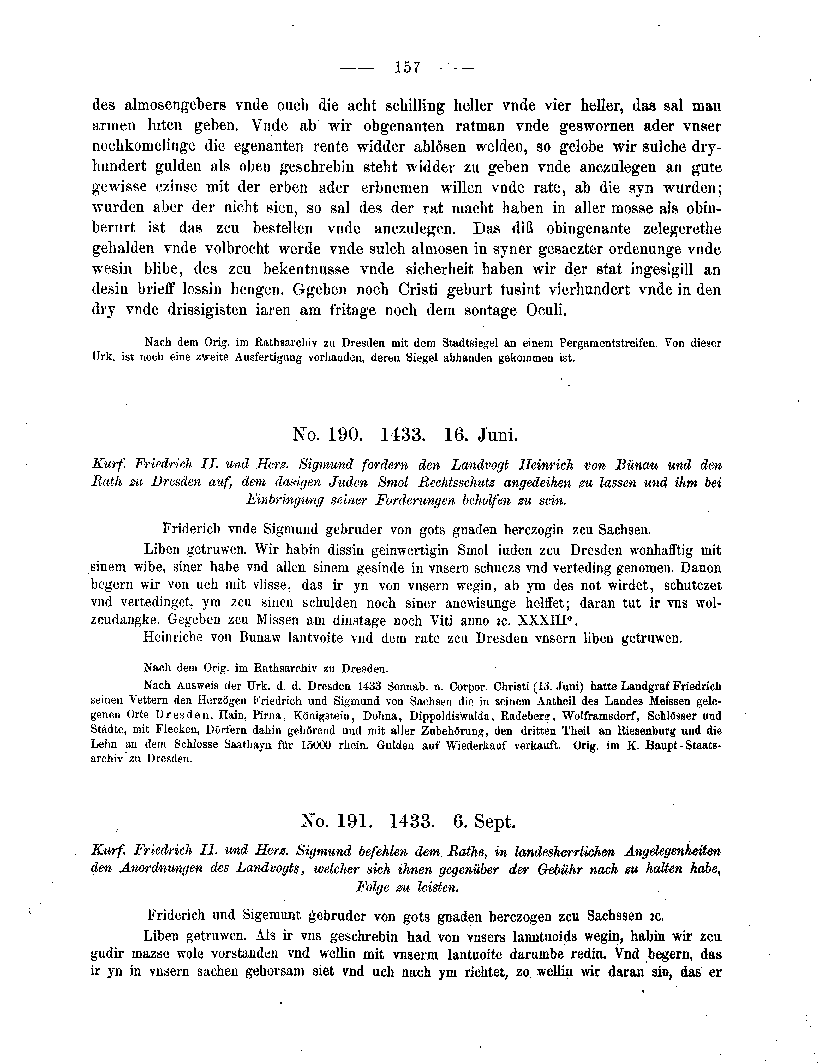 Historische Urkunde Seite 157 aus Band cds2_05