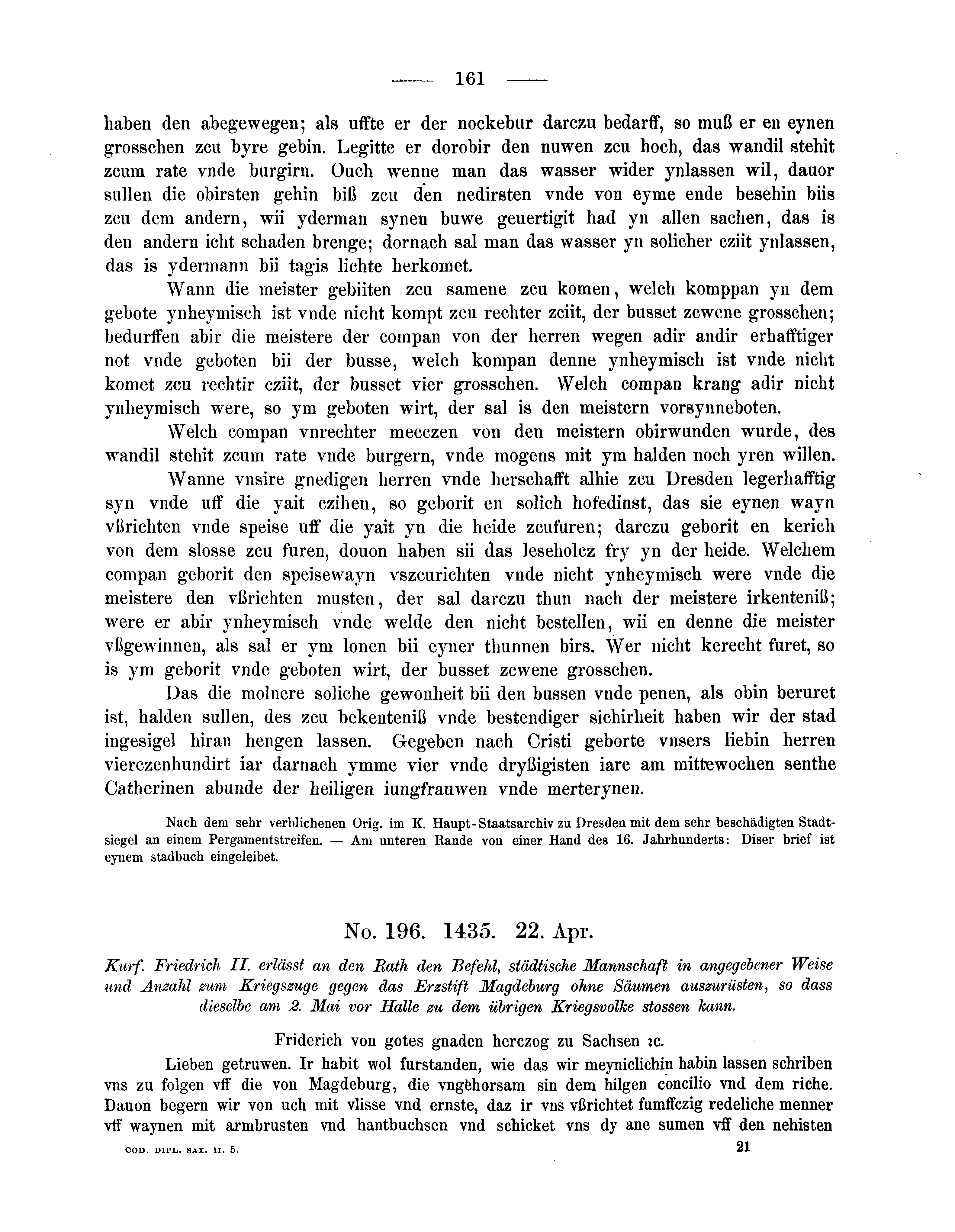 Historische Urkunde Seite 161 aus Band cds2_05