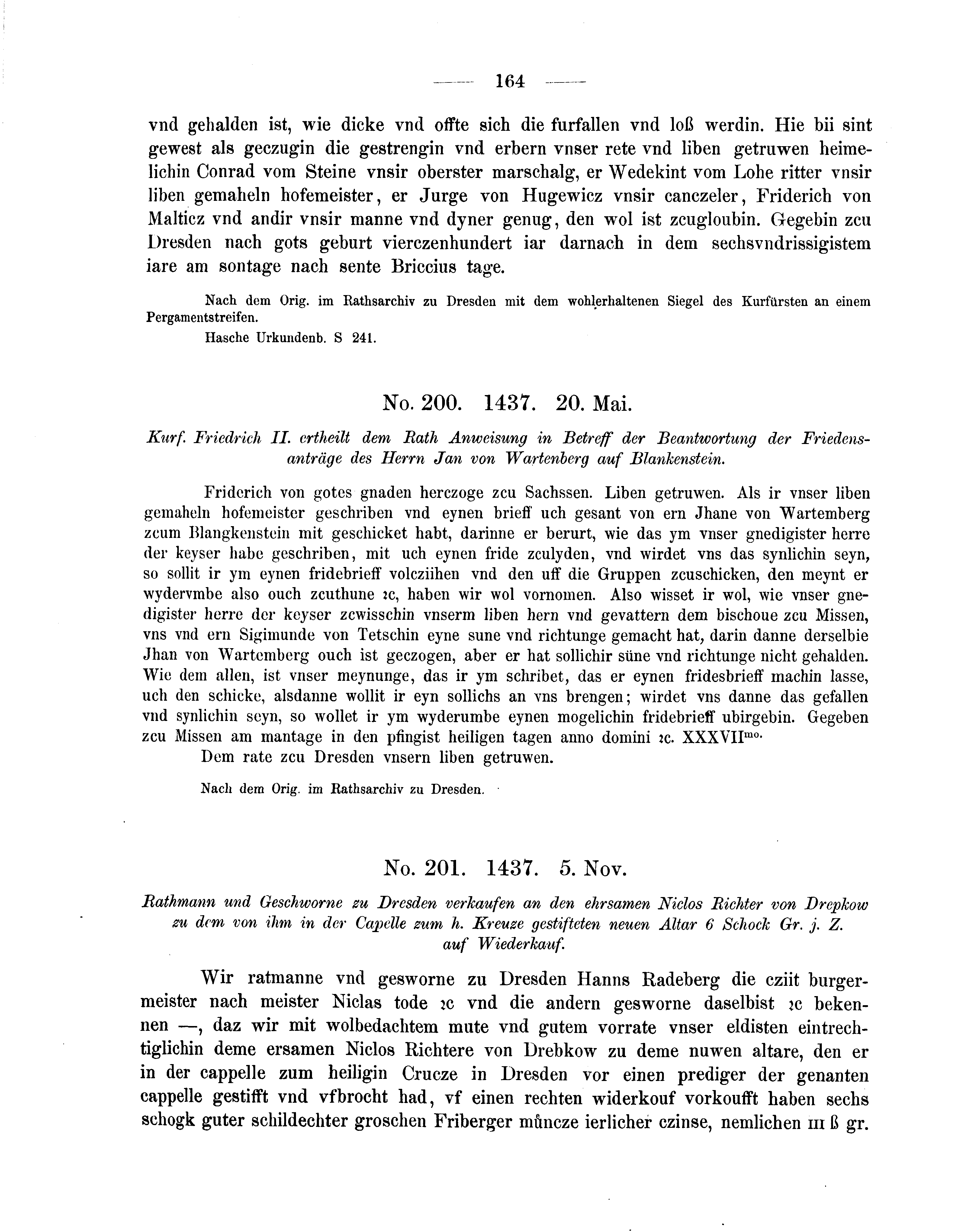 Historische Urkunde Seite 164 aus Band cds2_05