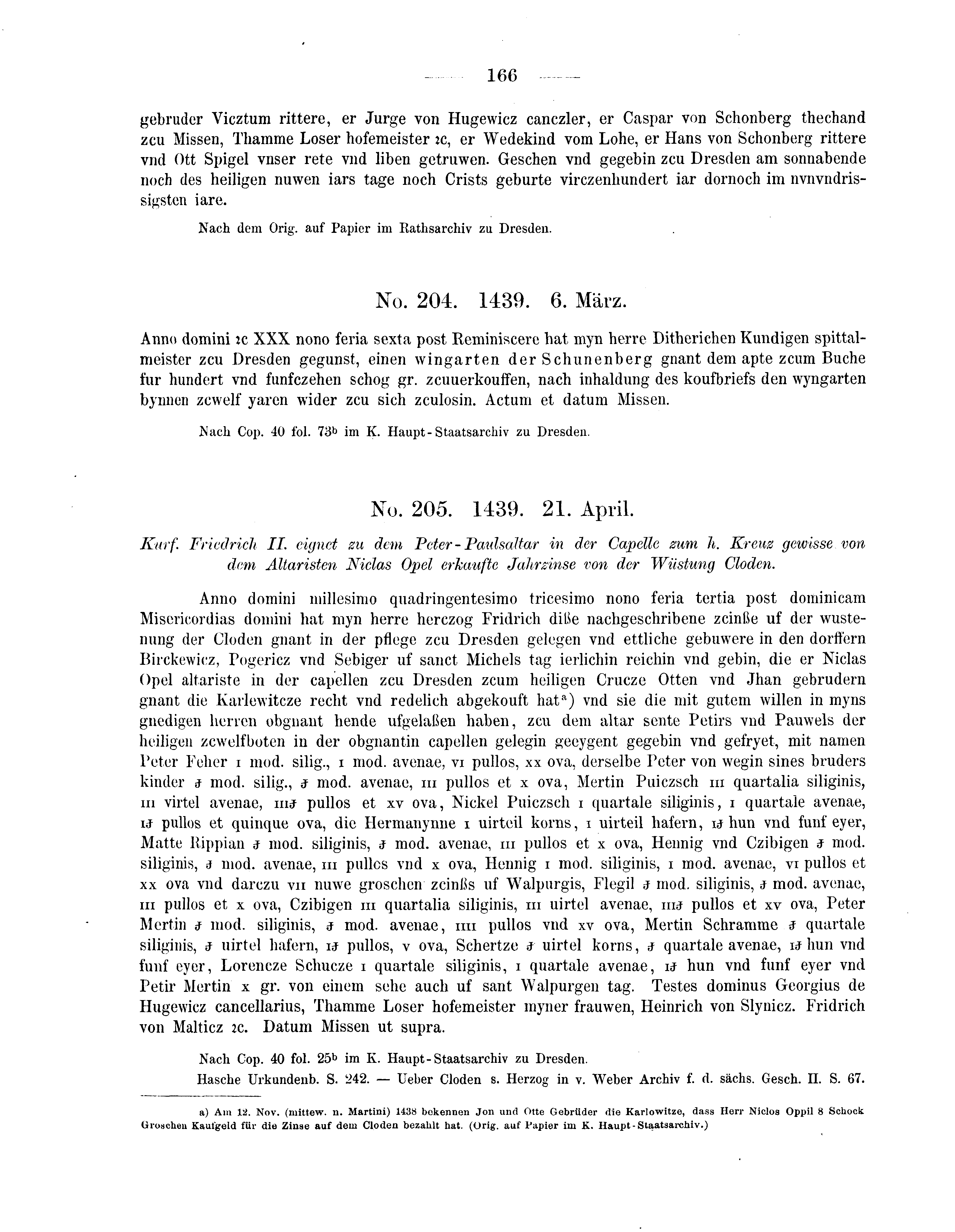 Historische Urkunde Seite 166 aus Band cds2_05