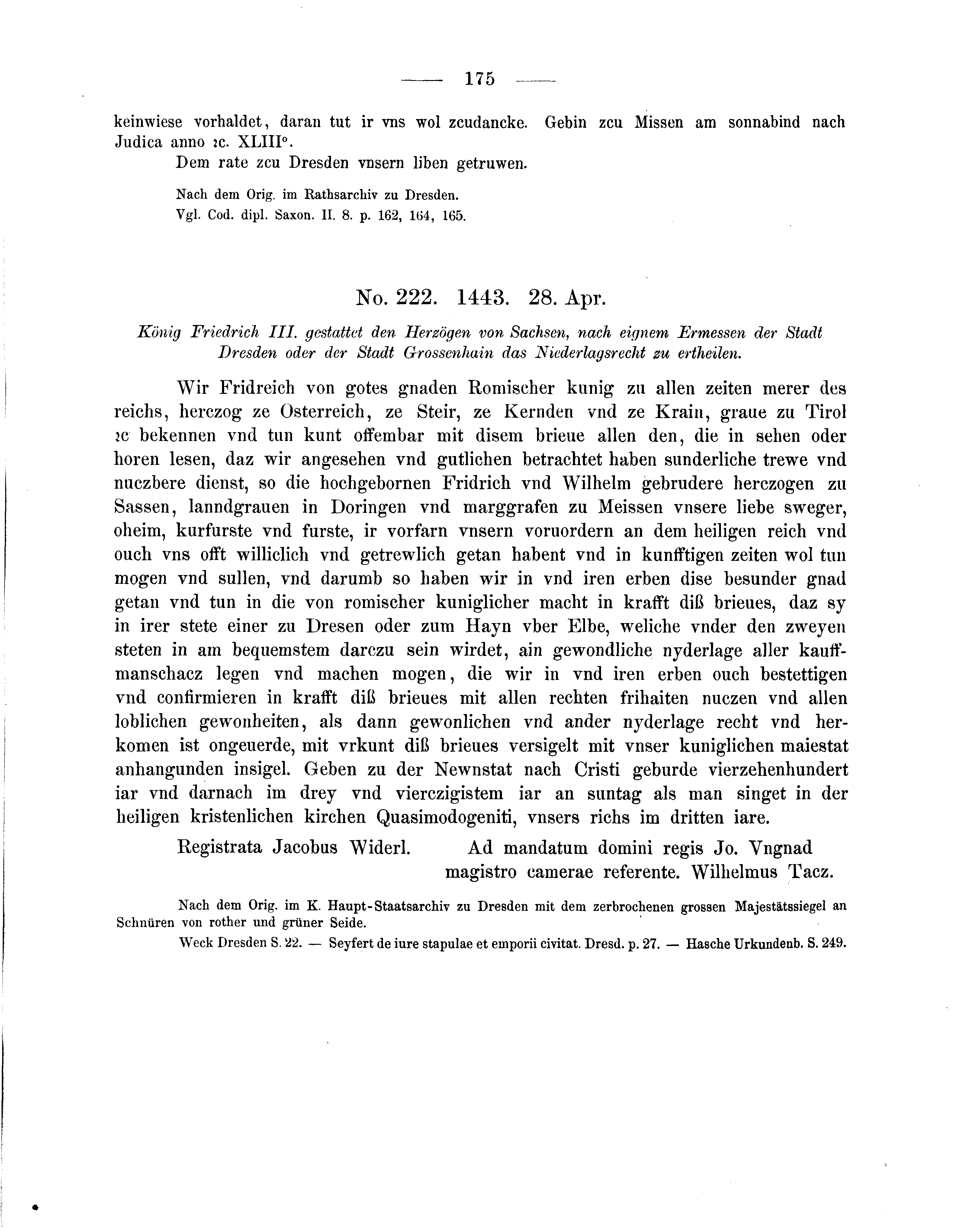 Historische Urkunde Seite 175 aus Band cds2_05