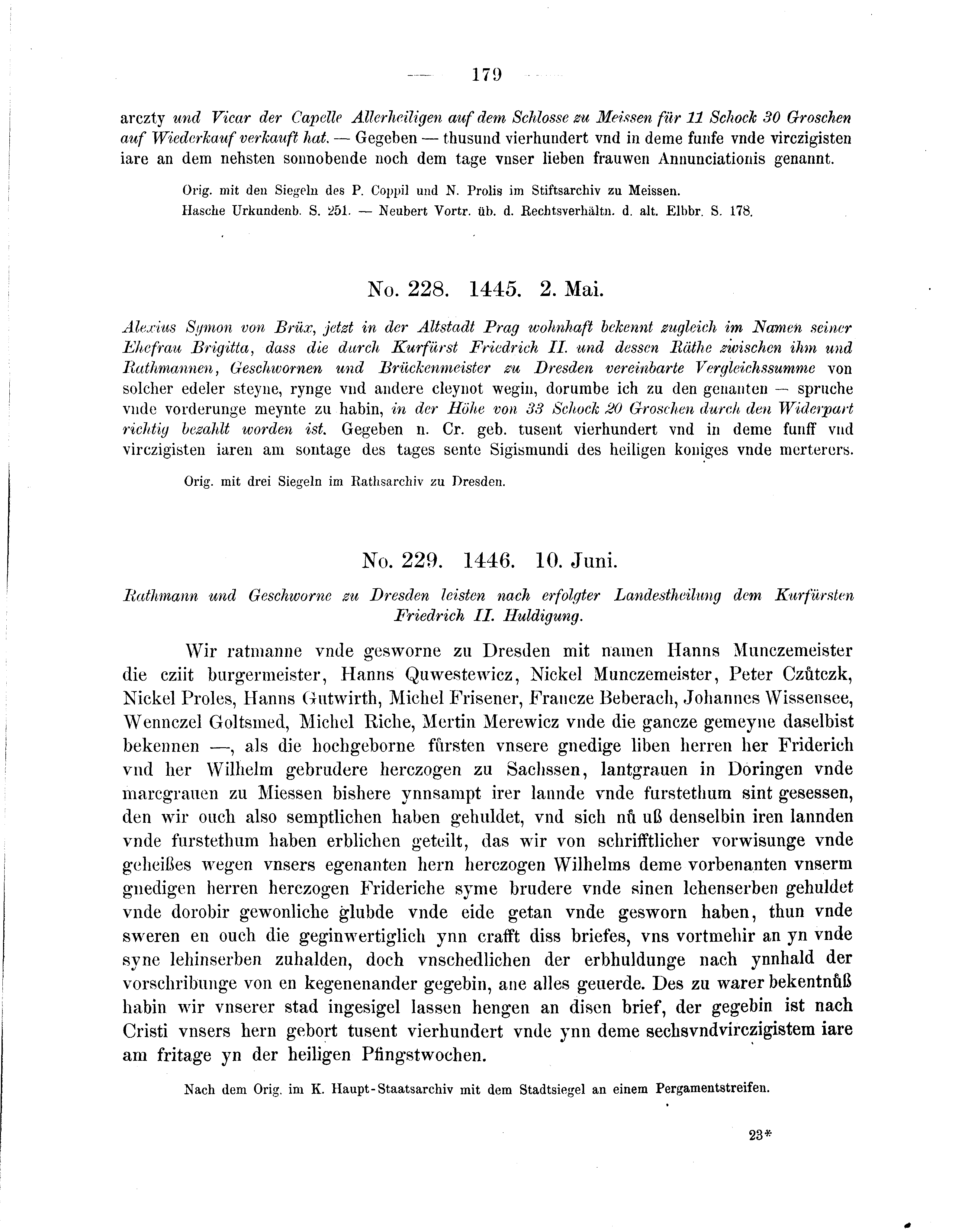 Historische Urkunde Seite 179 aus Band cds2_05