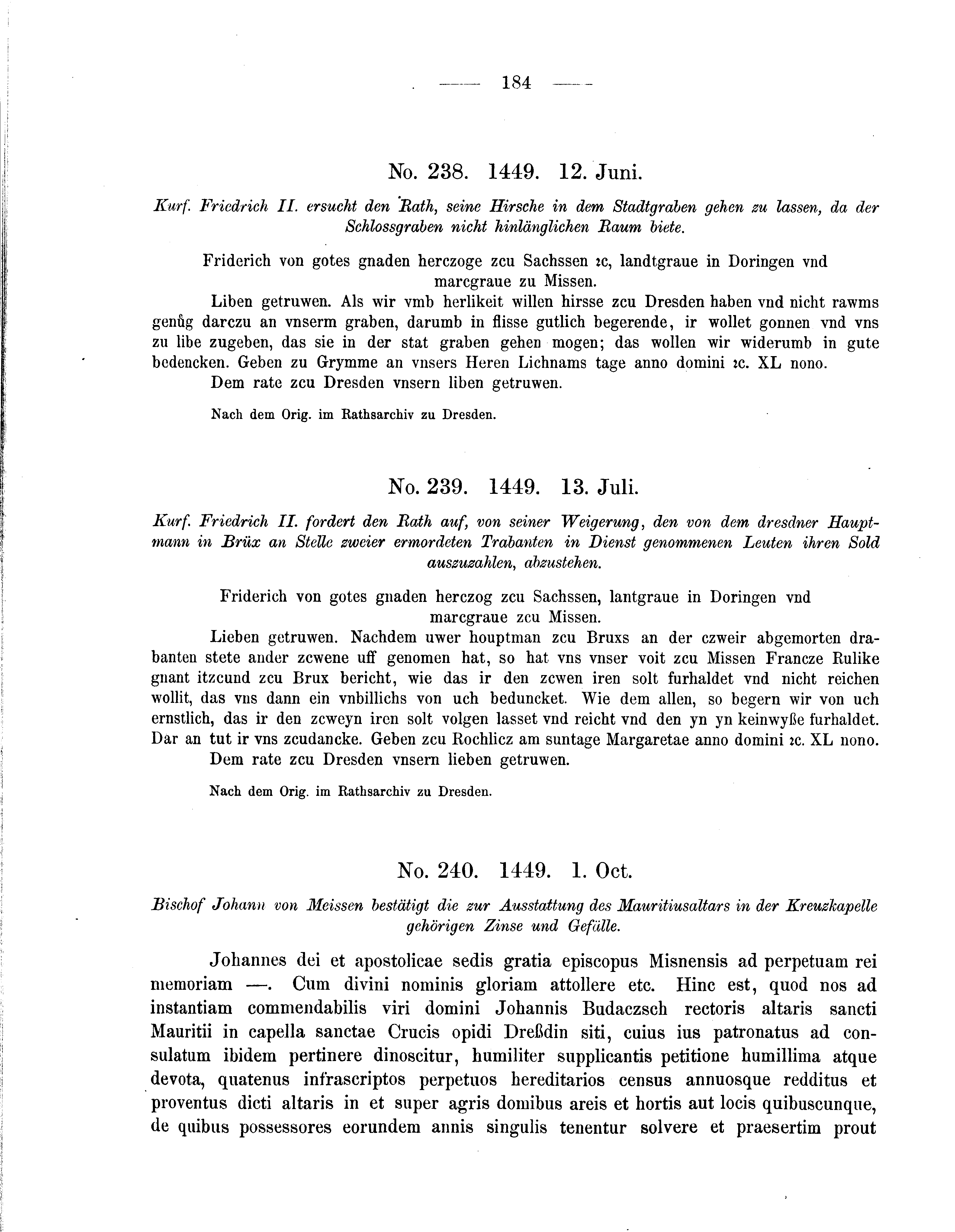 Historische Urkunde Seite 184 aus Band cds2_05