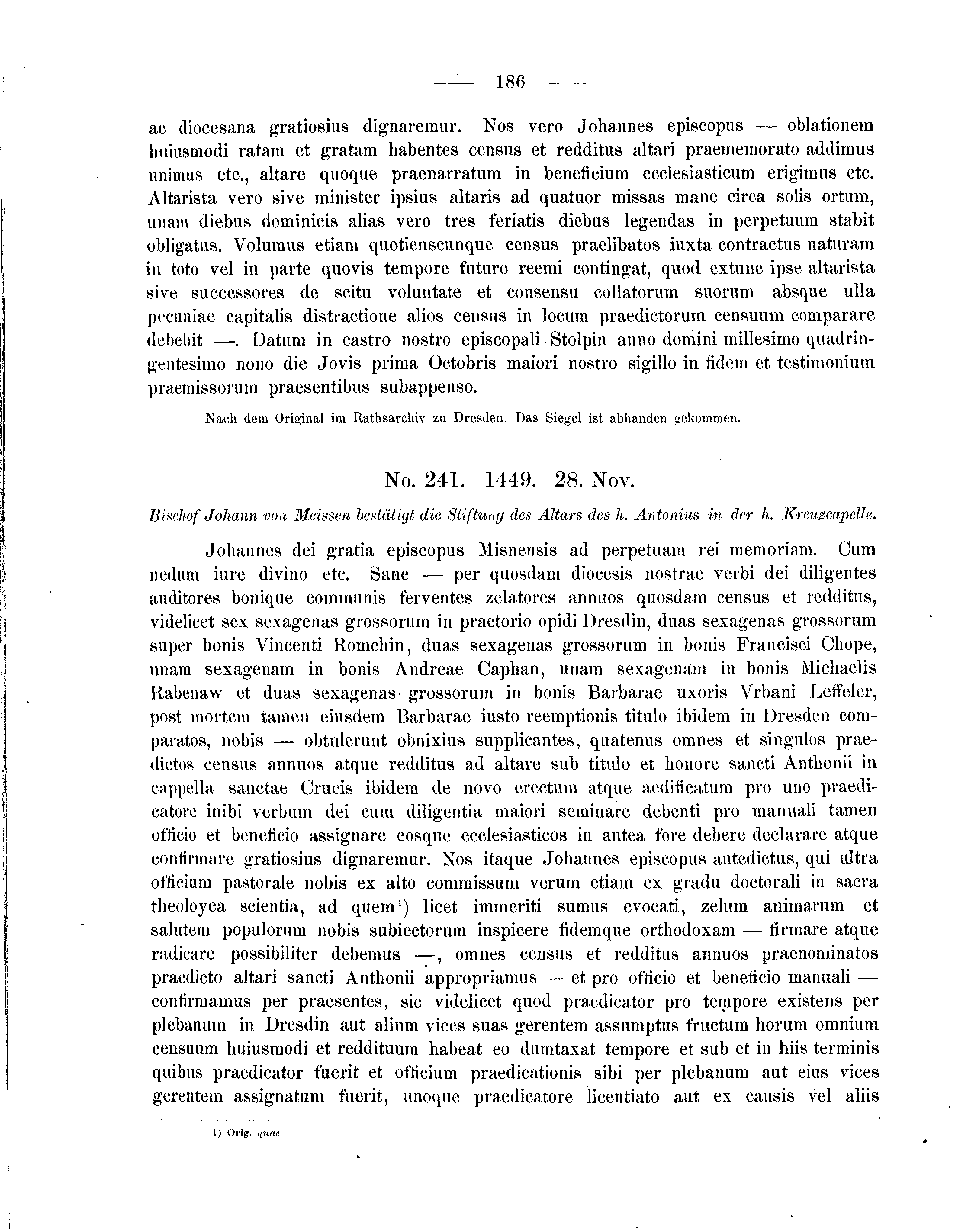 Historische Urkunde Seite 186 aus Band cds2_05