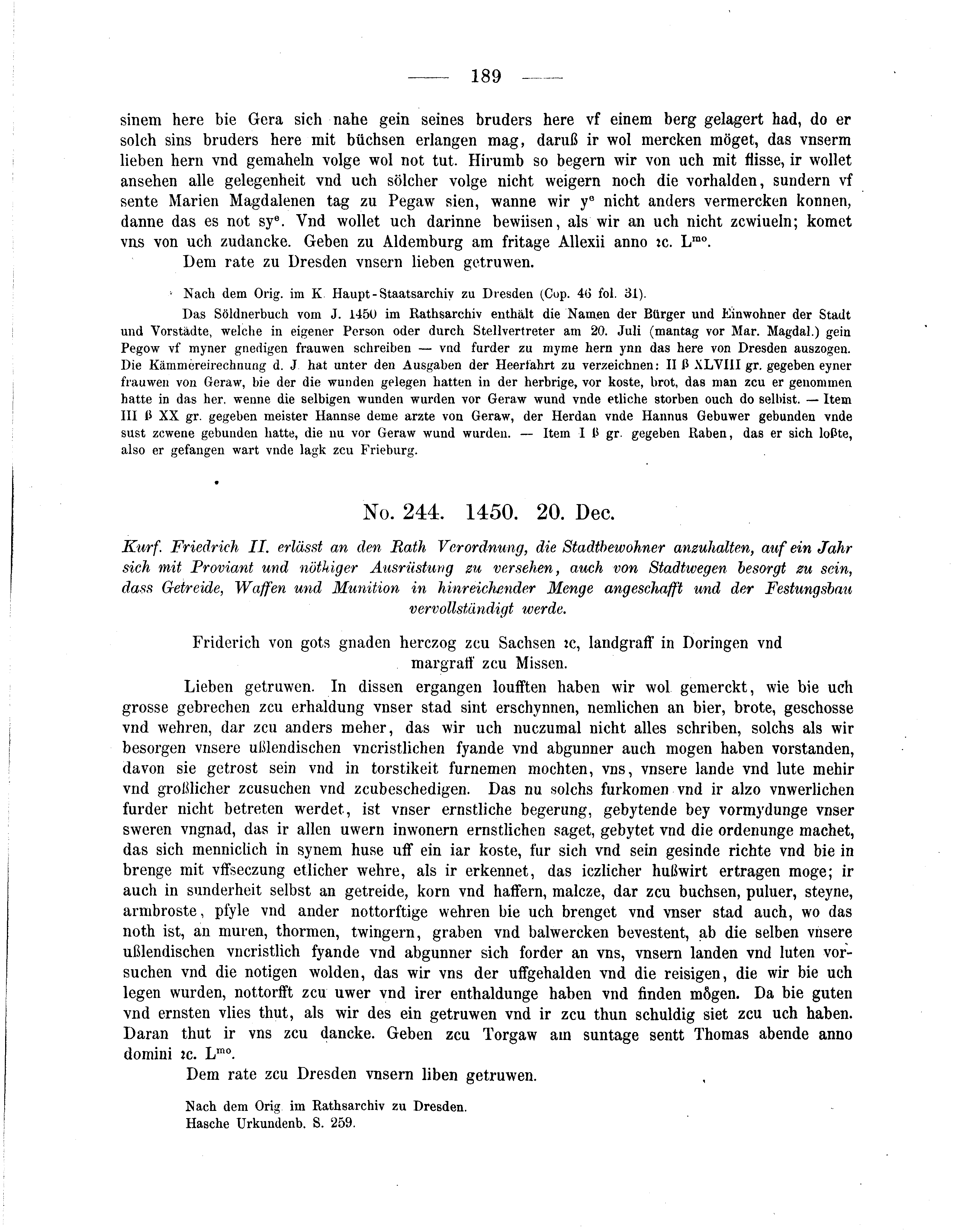 Historische Urkunde Seite 189 aus Band cds2_05