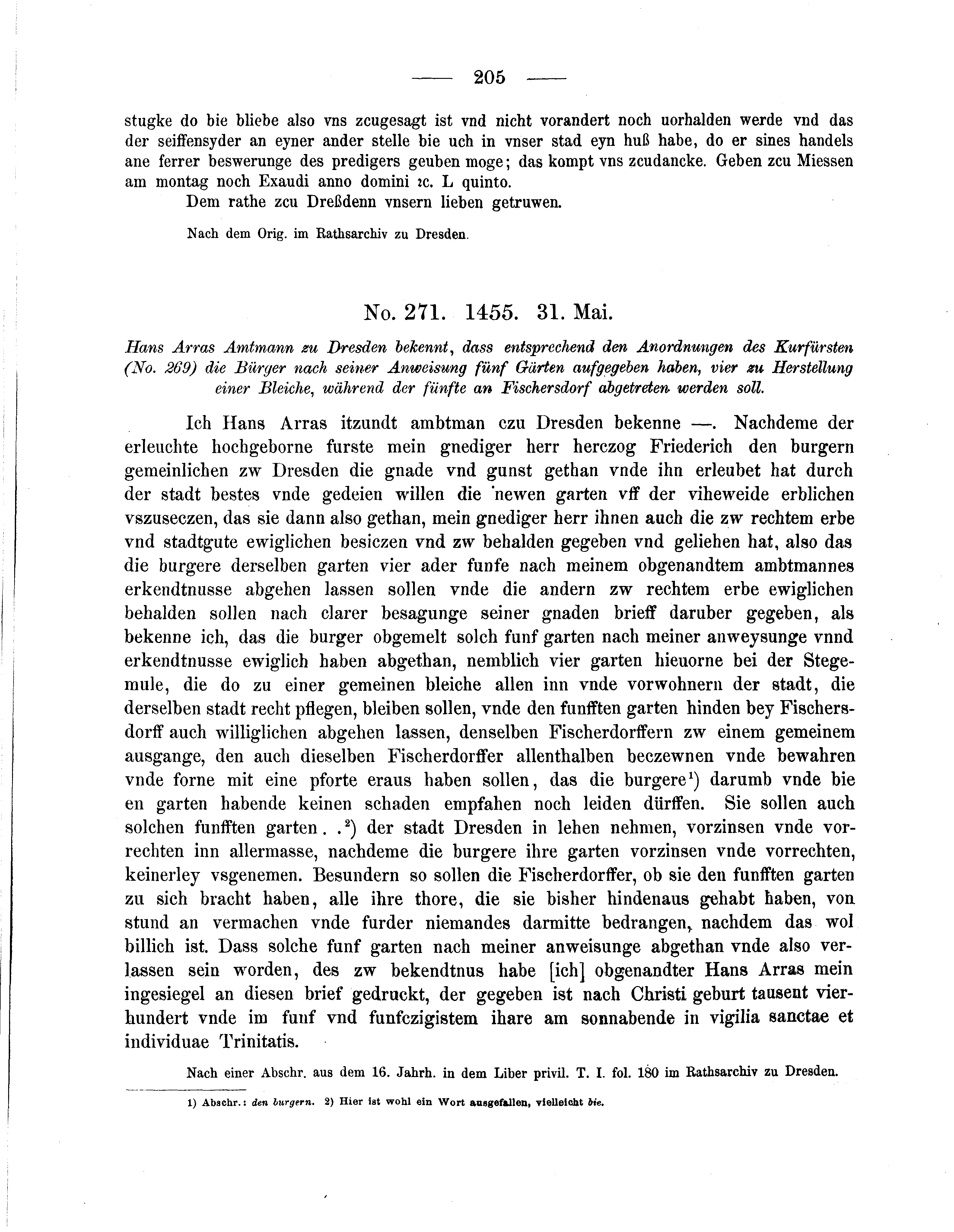 Historische Urkunde Seite 205 aus Band cds2_05