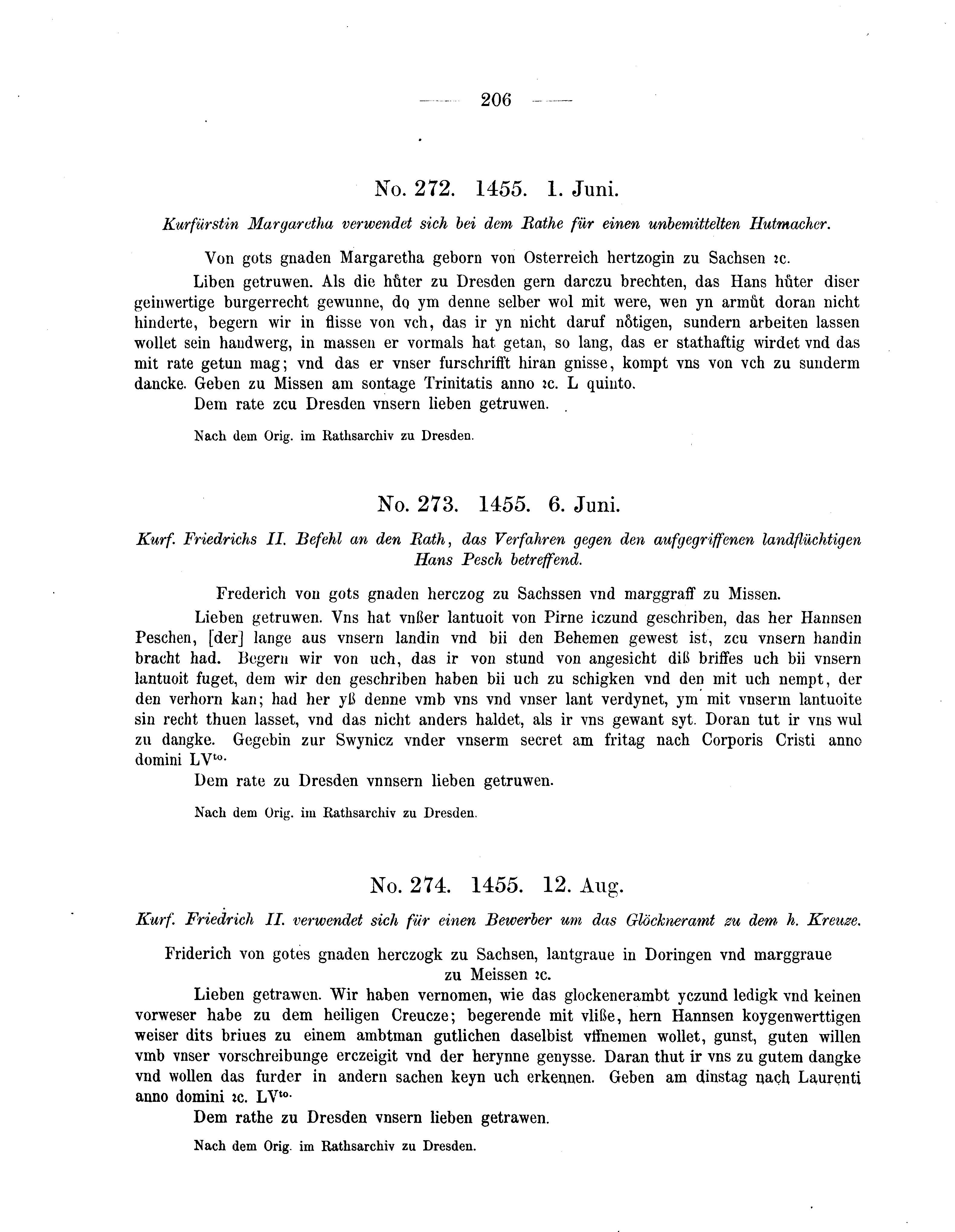 Historische Urkunde Seite 206 aus Band cds2_05