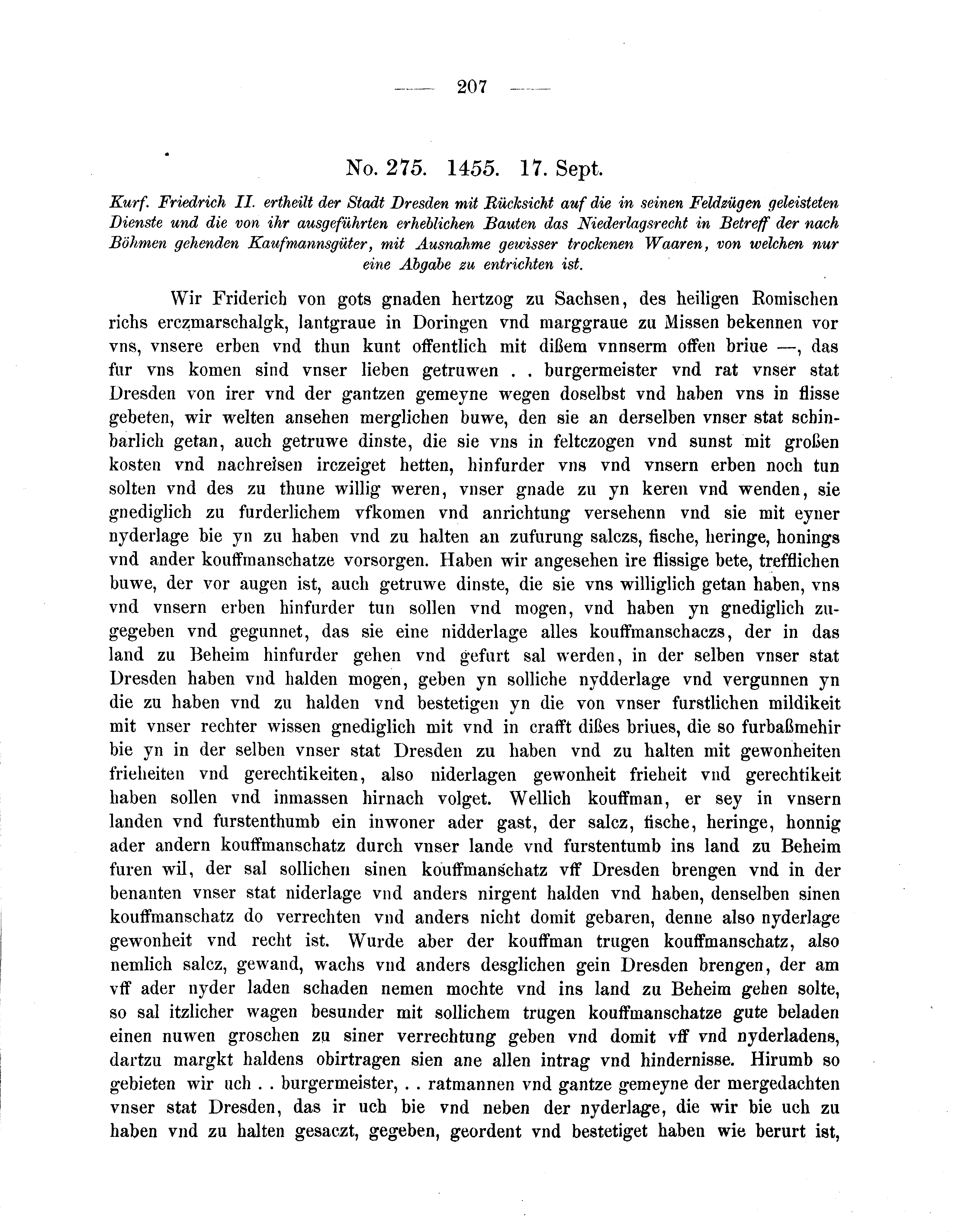 Historische Urkunde Seite 207 aus Band cds2_05