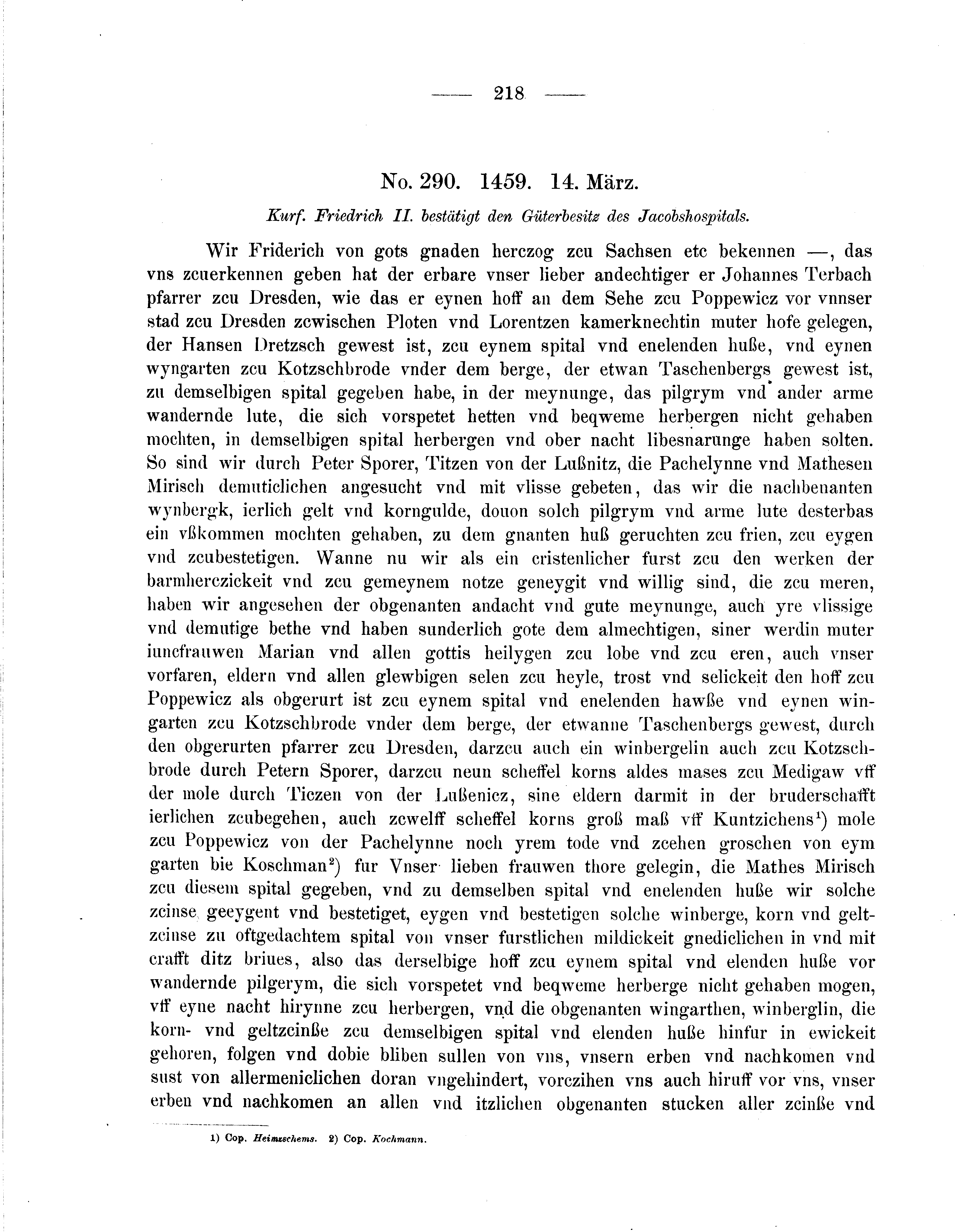 Historische Urkunde Seite 218 aus Band cds2_05