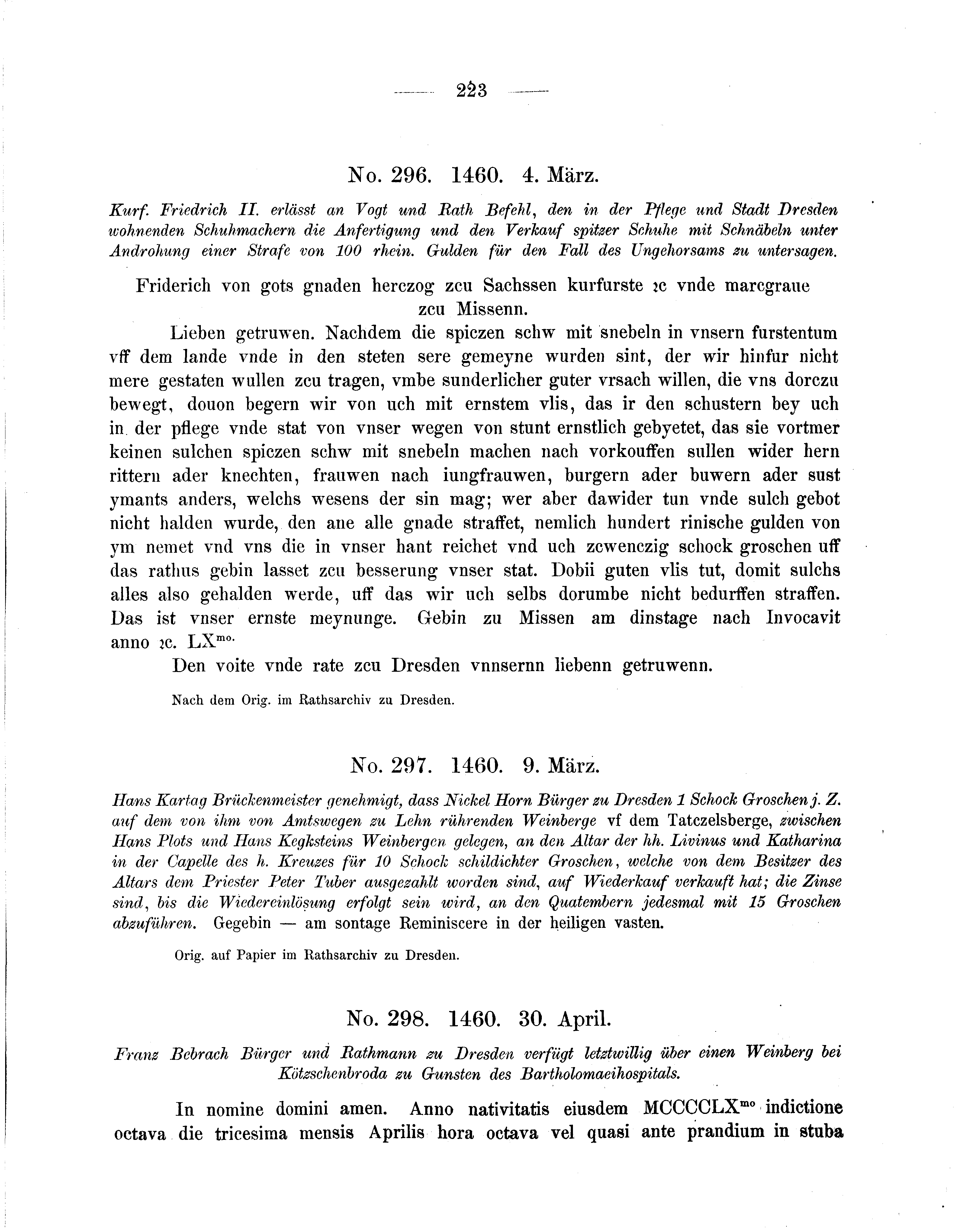 Historische Urkunde Seite 223 aus Band cds2_05