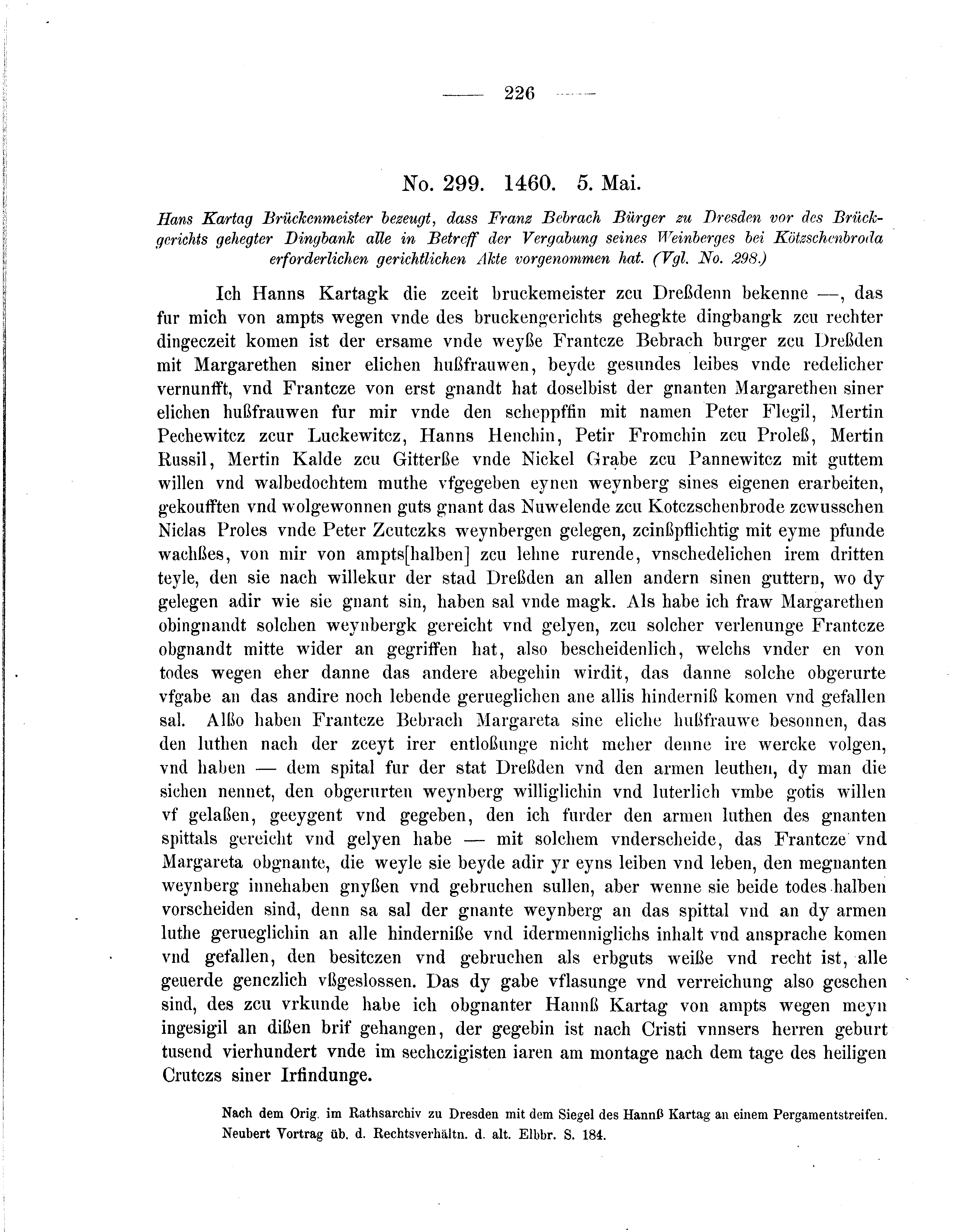 Historische Urkunde Seite 226 aus Band cds2_05