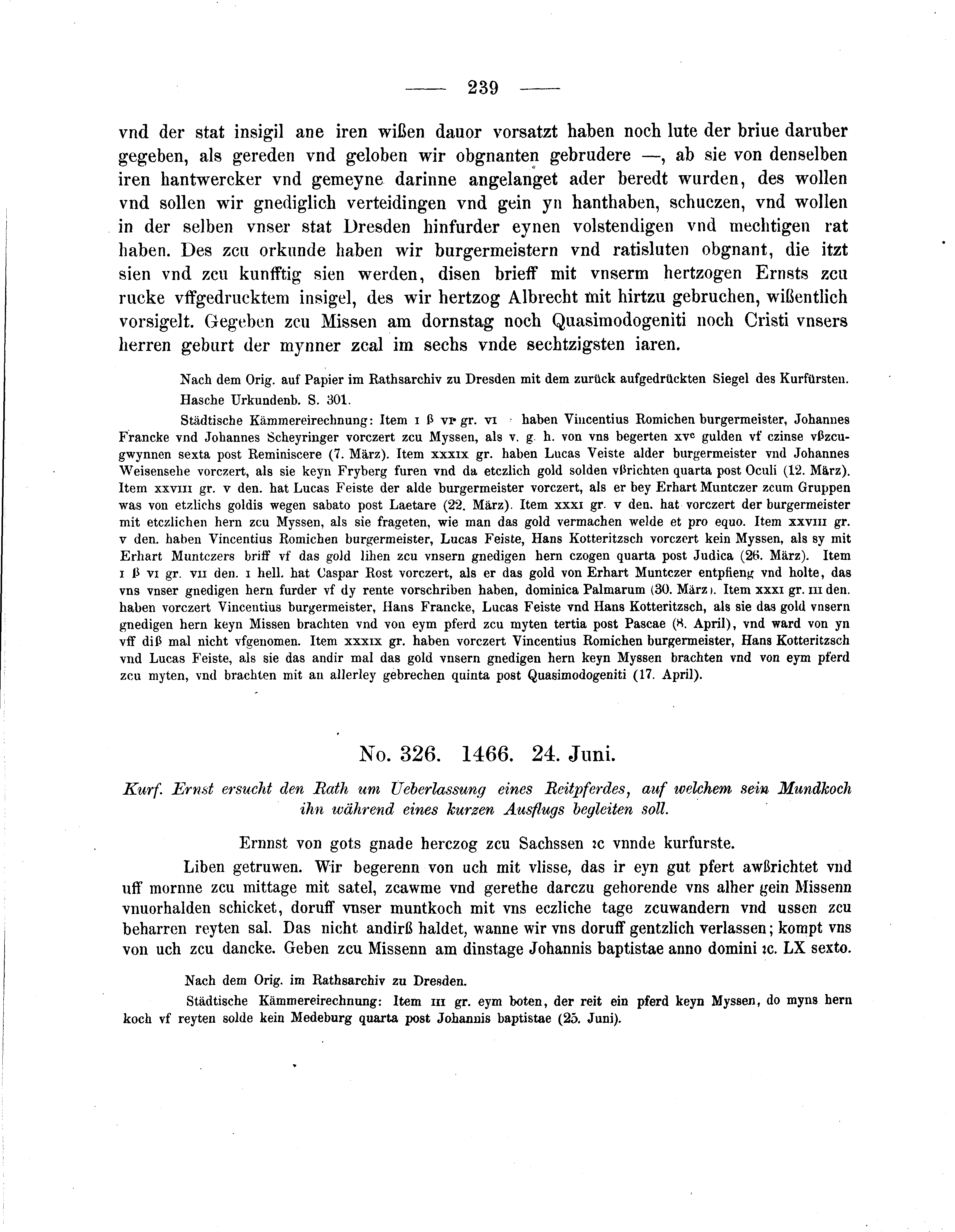 Historische Urkunde Seite 239 aus Band cds2_05