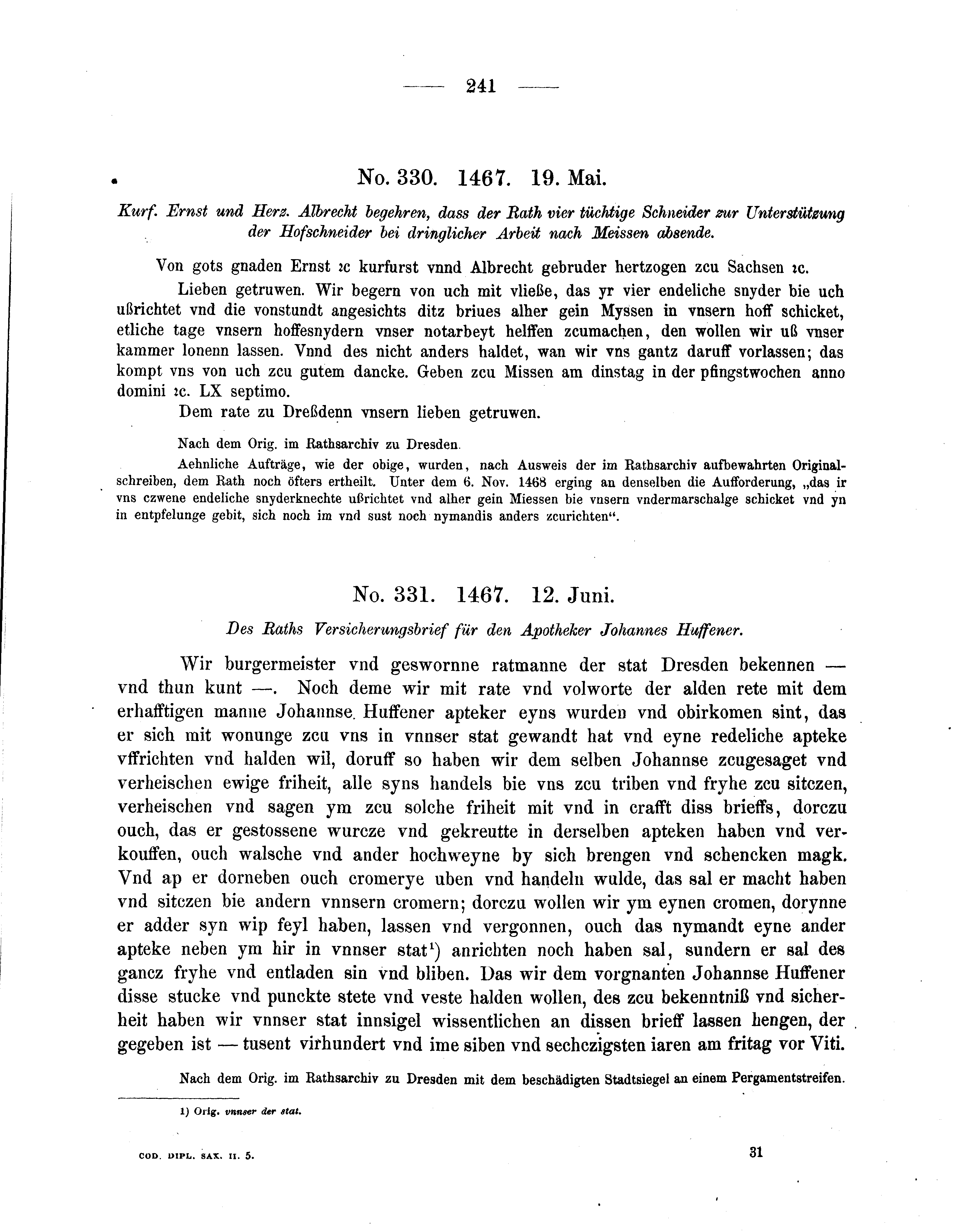 Historische Urkunde Seite 241 aus Band cds2_05