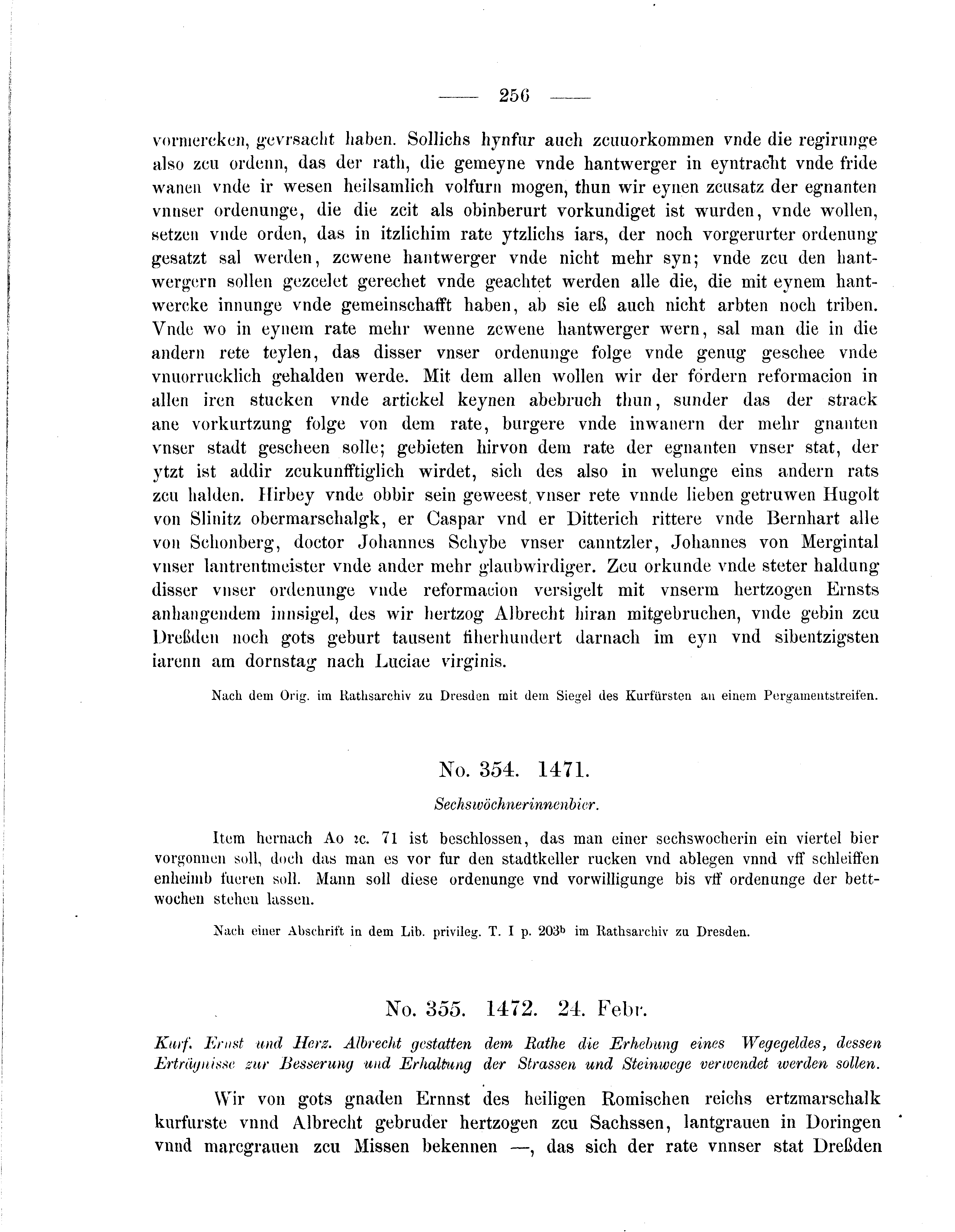 Historische Urkunde Seite 256 aus Band cds2_05