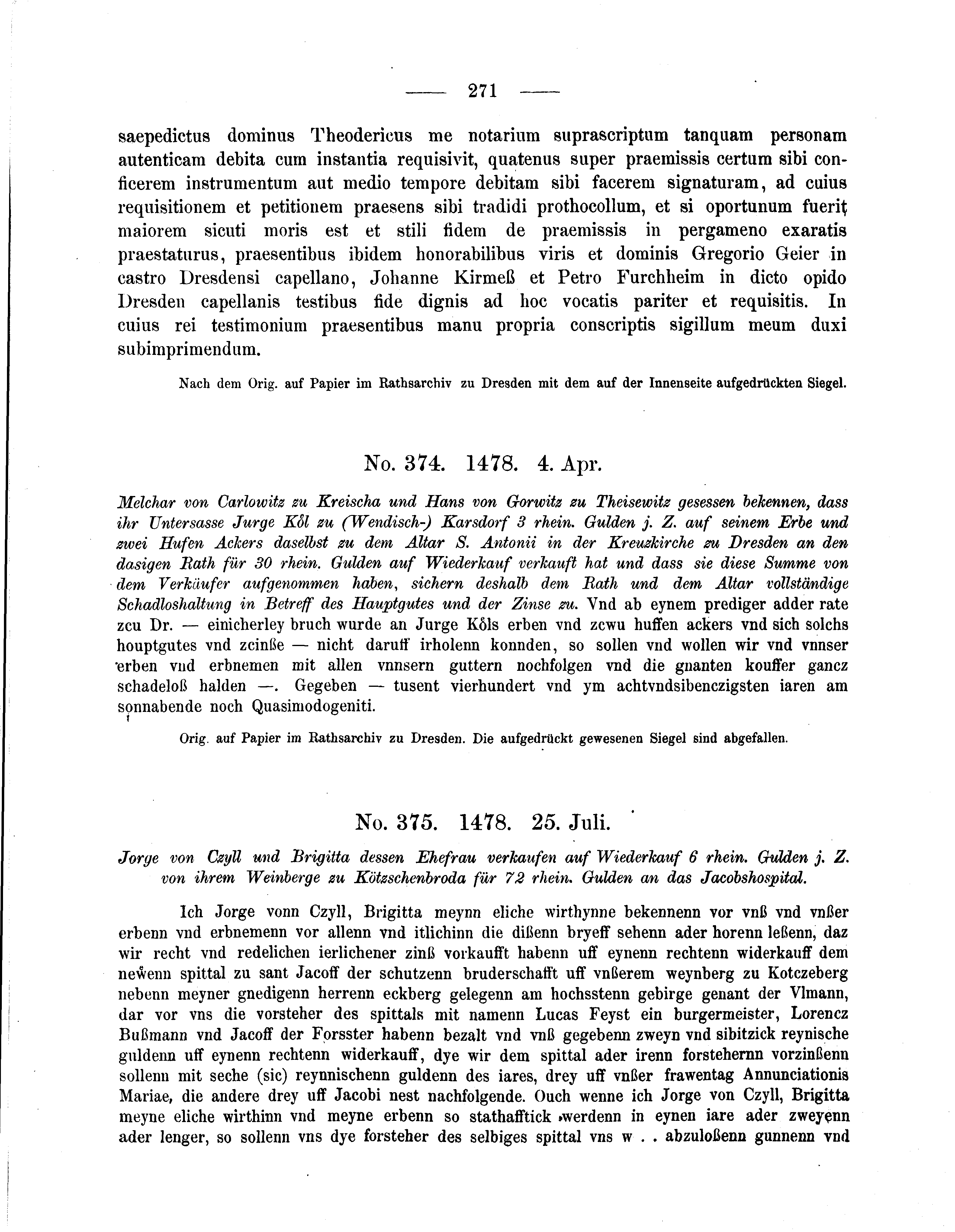Historische Urkunde Seite 271 aus Band cds2_05