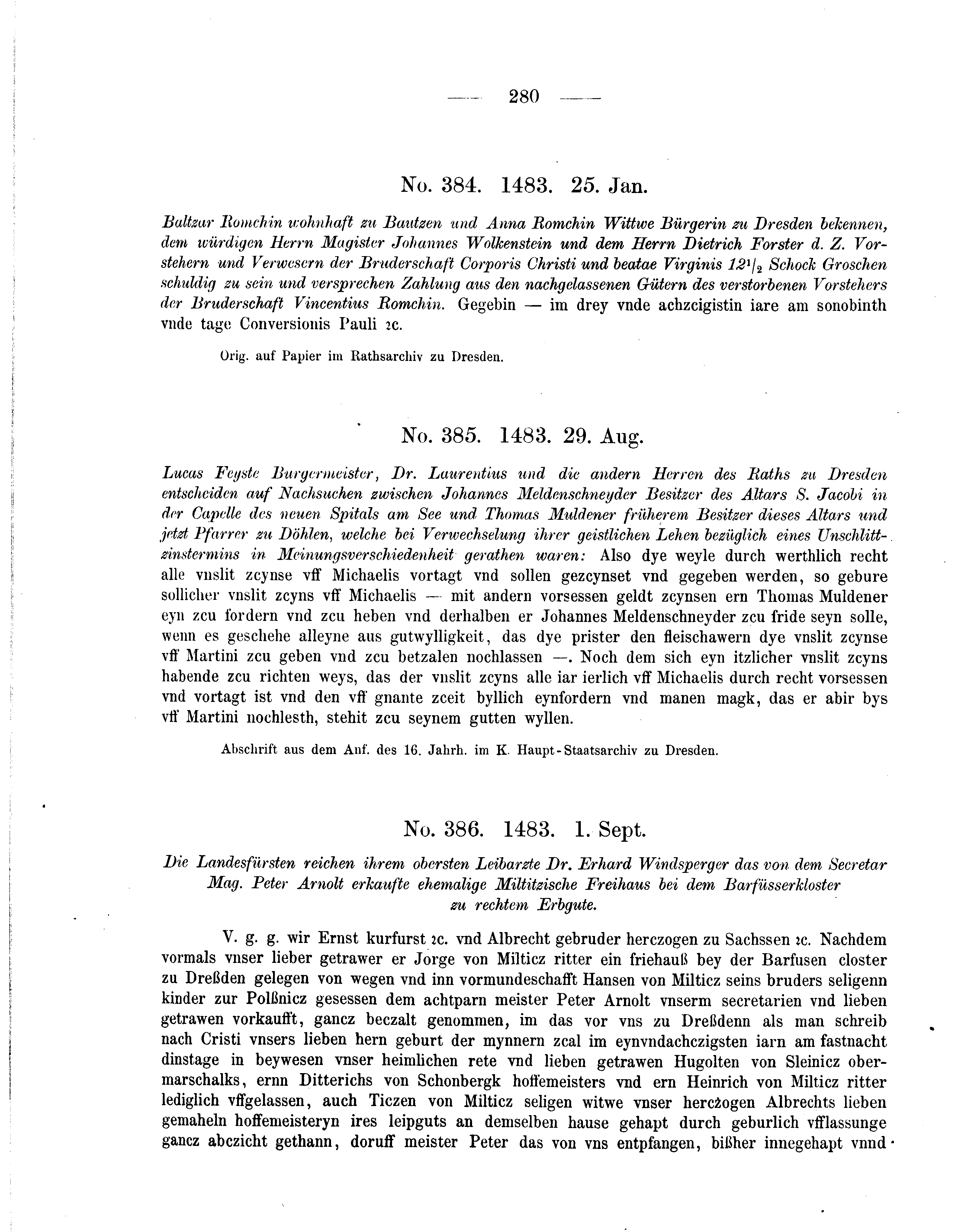 Historische Urkunde Seite 280 aus Band cds2_05
