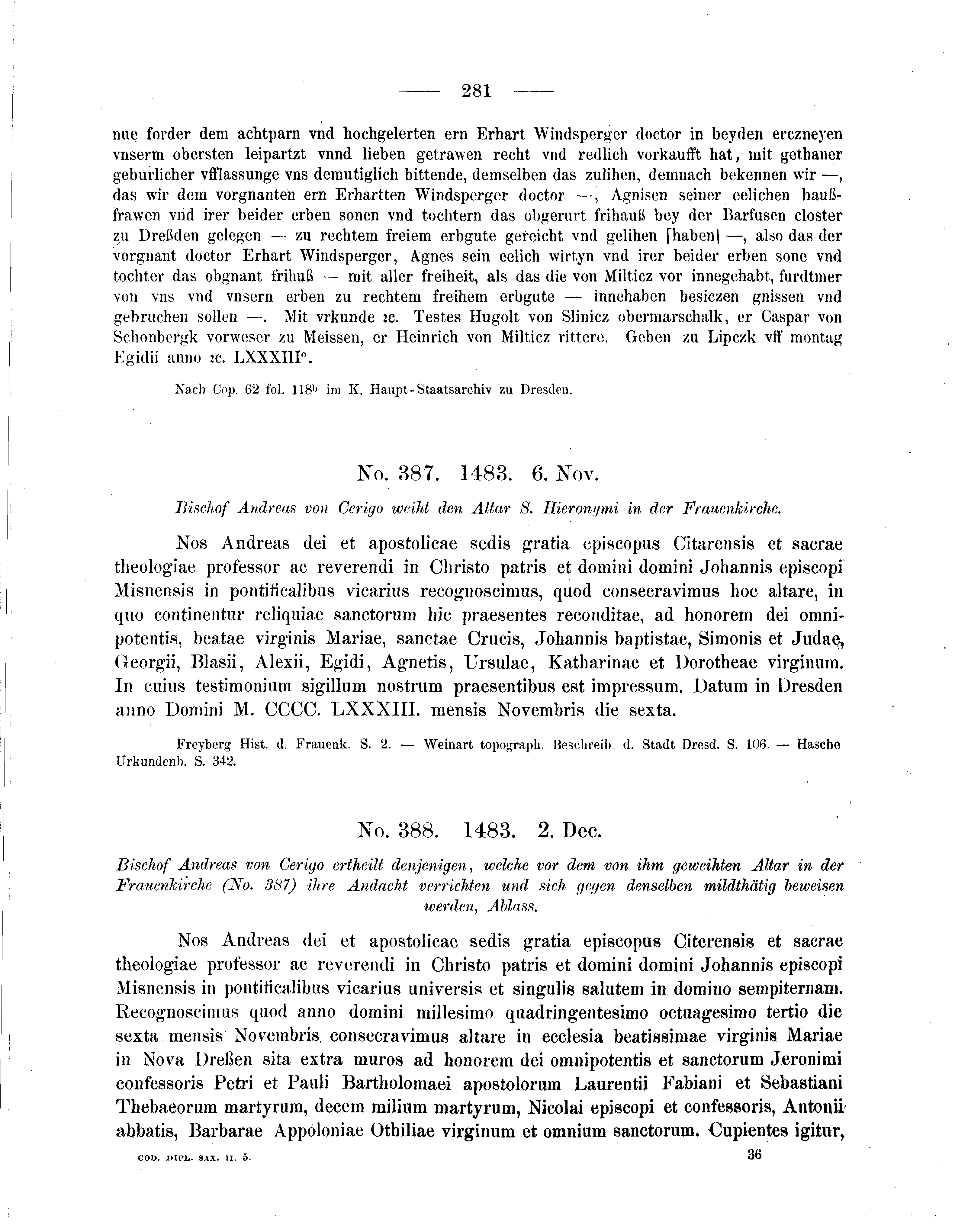 Historische Urkunde Seite 281 aus Band cds2_05