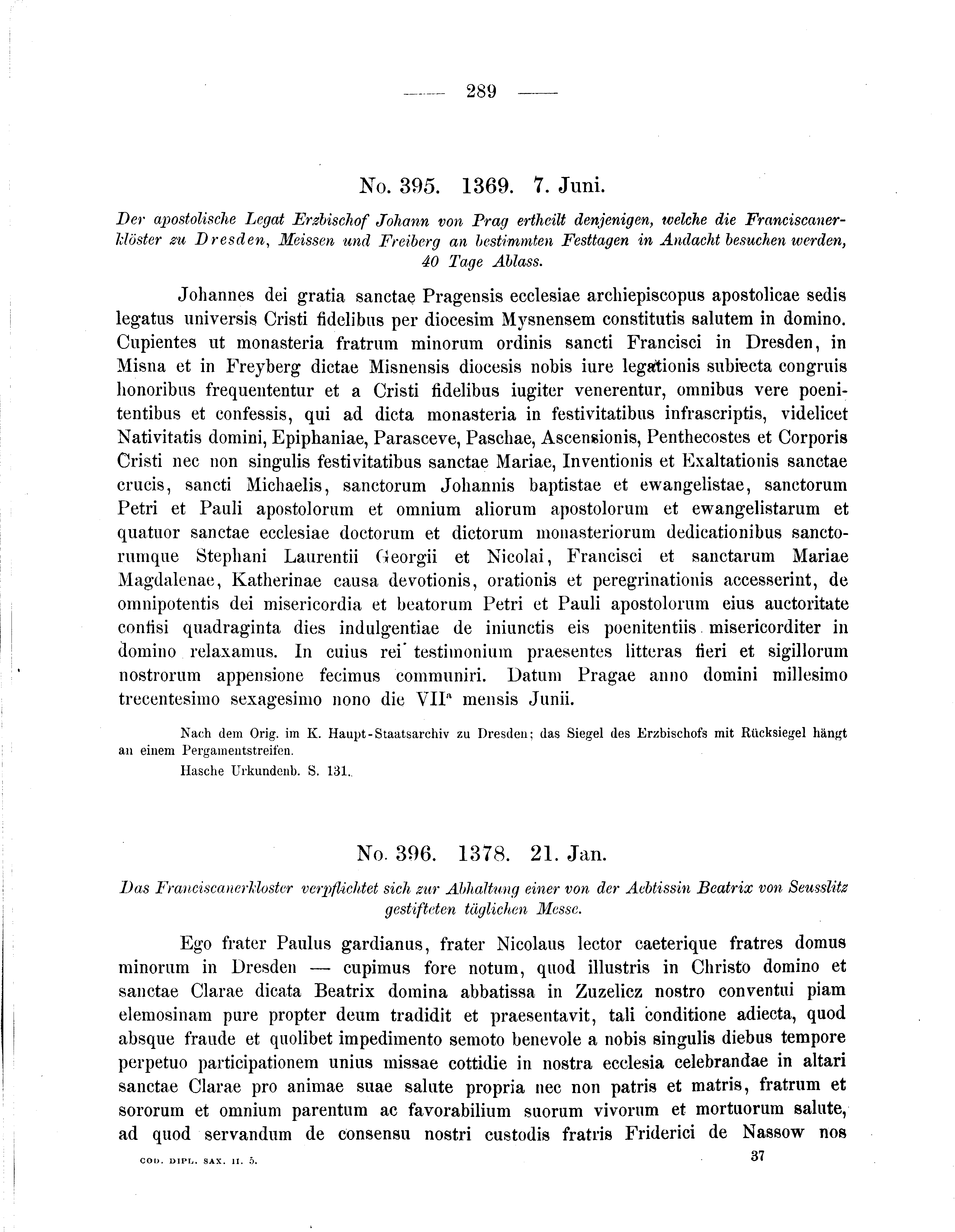 Historische Urkunde Seite 289 aus Band cds2_05