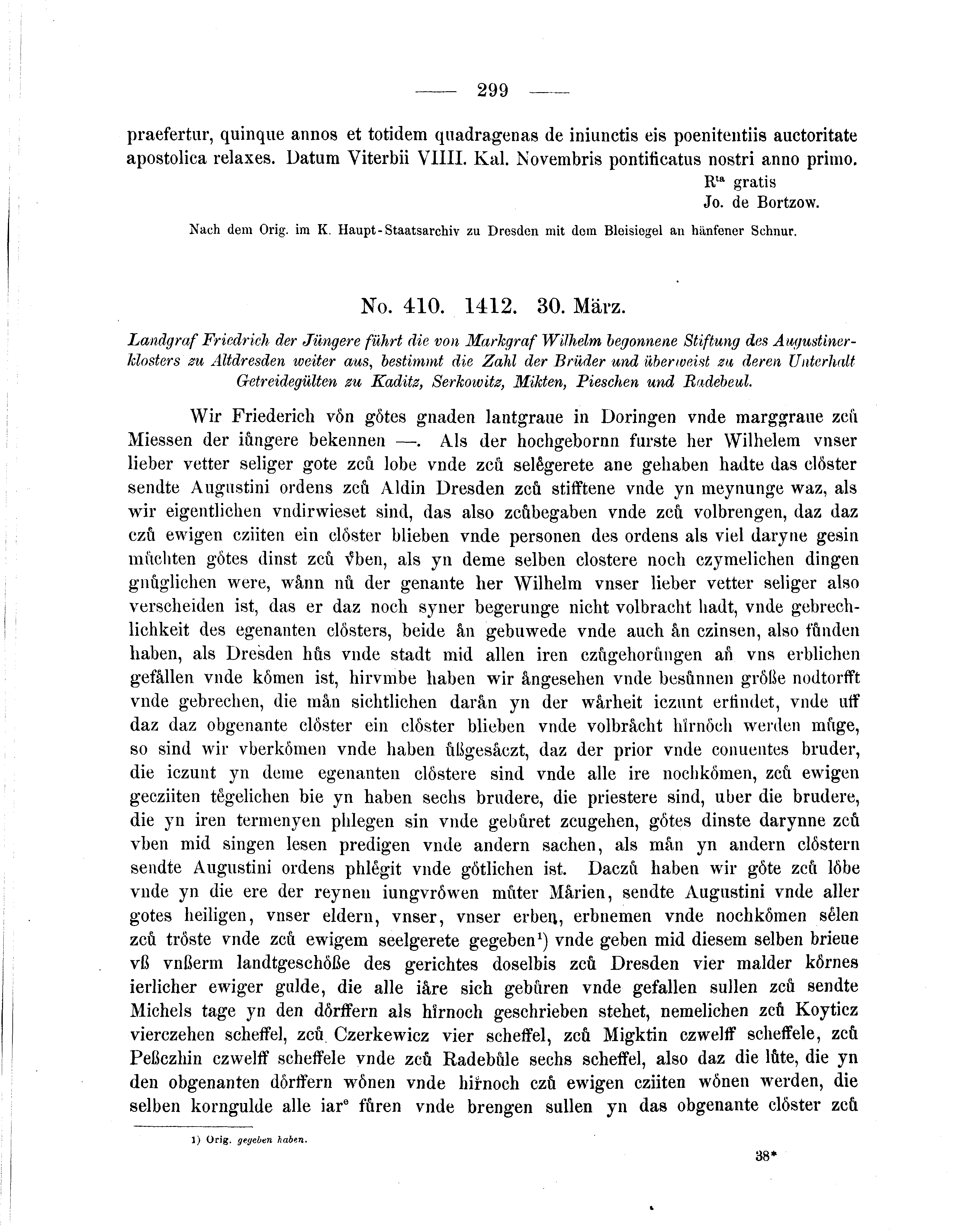 Historische Urkunde Seite 299 aus Band cds2_05