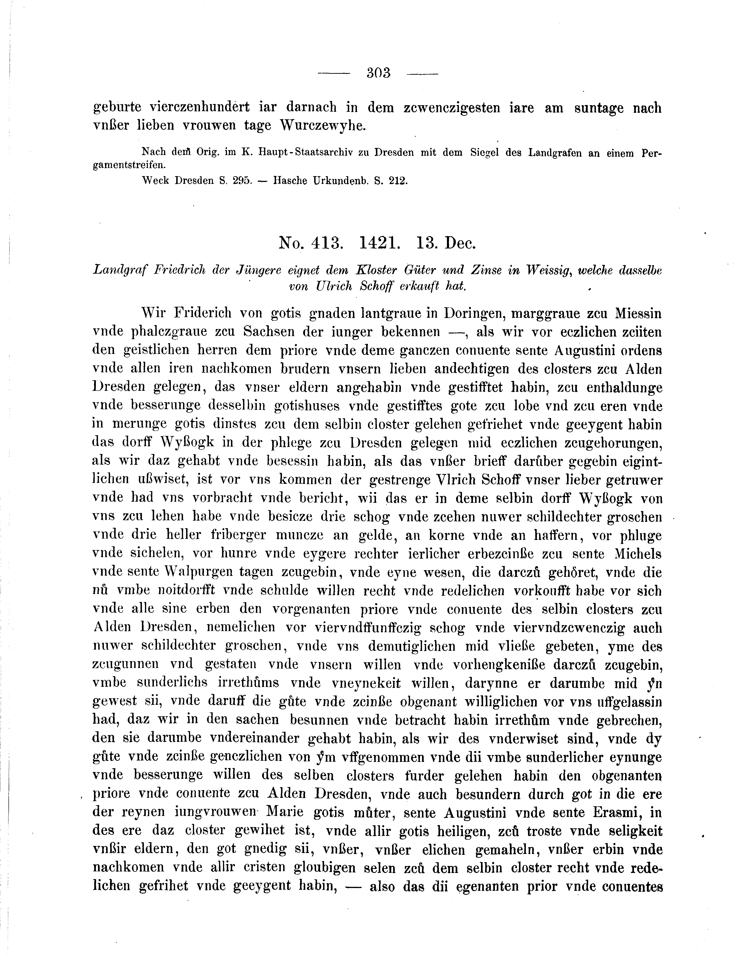 Historische Urkunde Seite 303 aus Band cds2_05