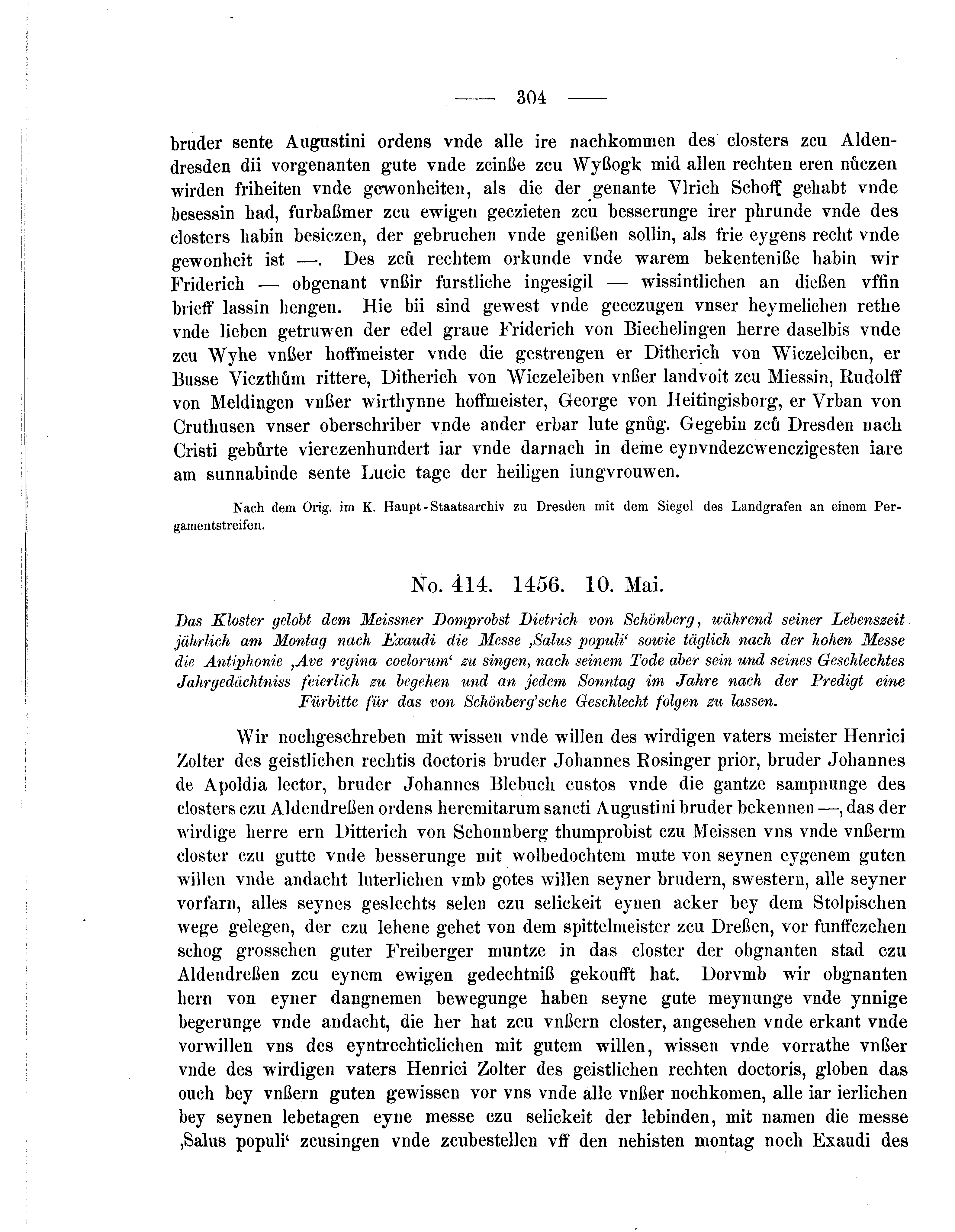 Historische Urkunde Seite 304 aus Band cds2_05