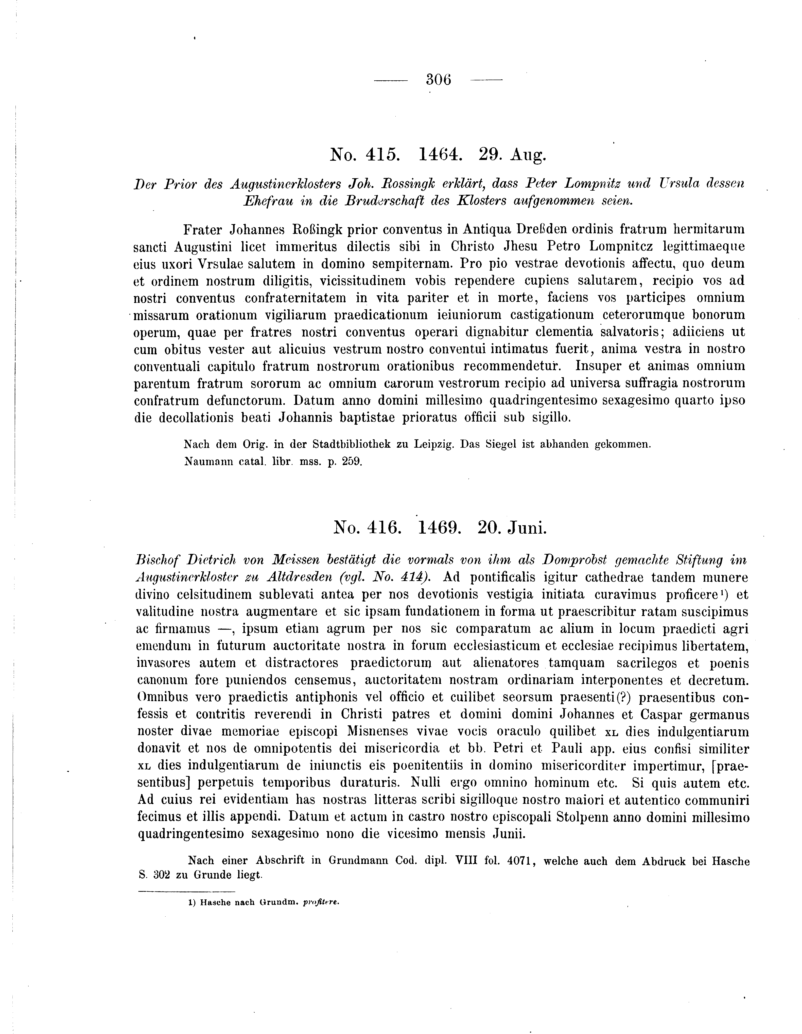 Historische Urkunde Seite 306 aus Band cds2_05