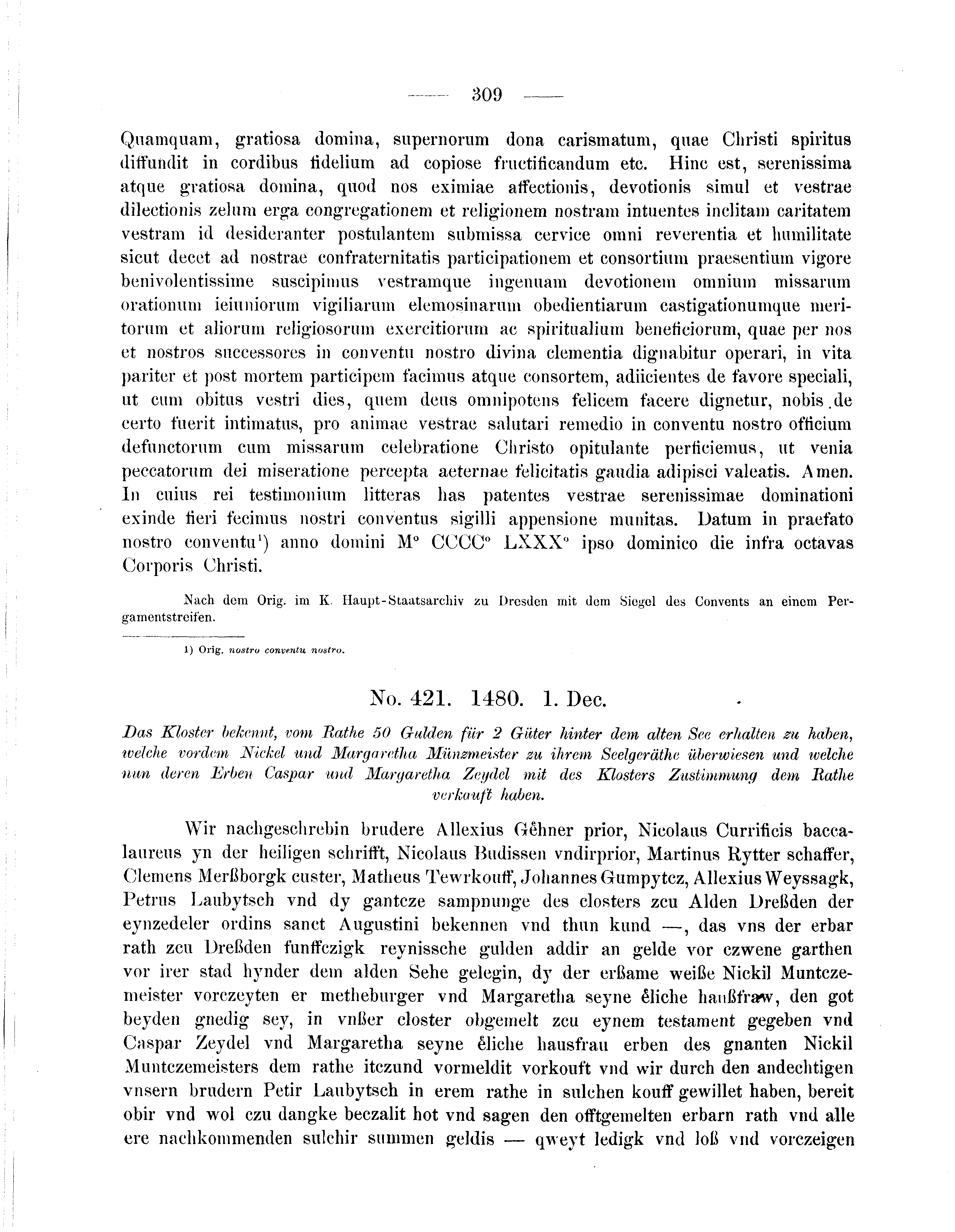 Historische Urkunde Seite 309 aus Band cds2_05