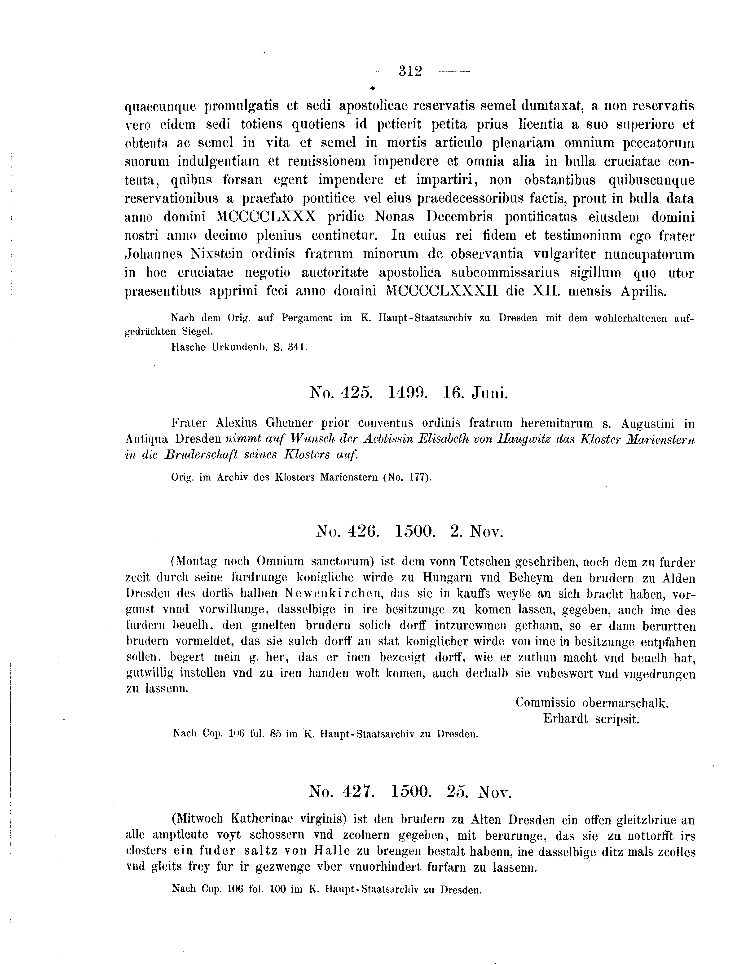 Historische Urkunde Seite 312 aus Band cds2_05